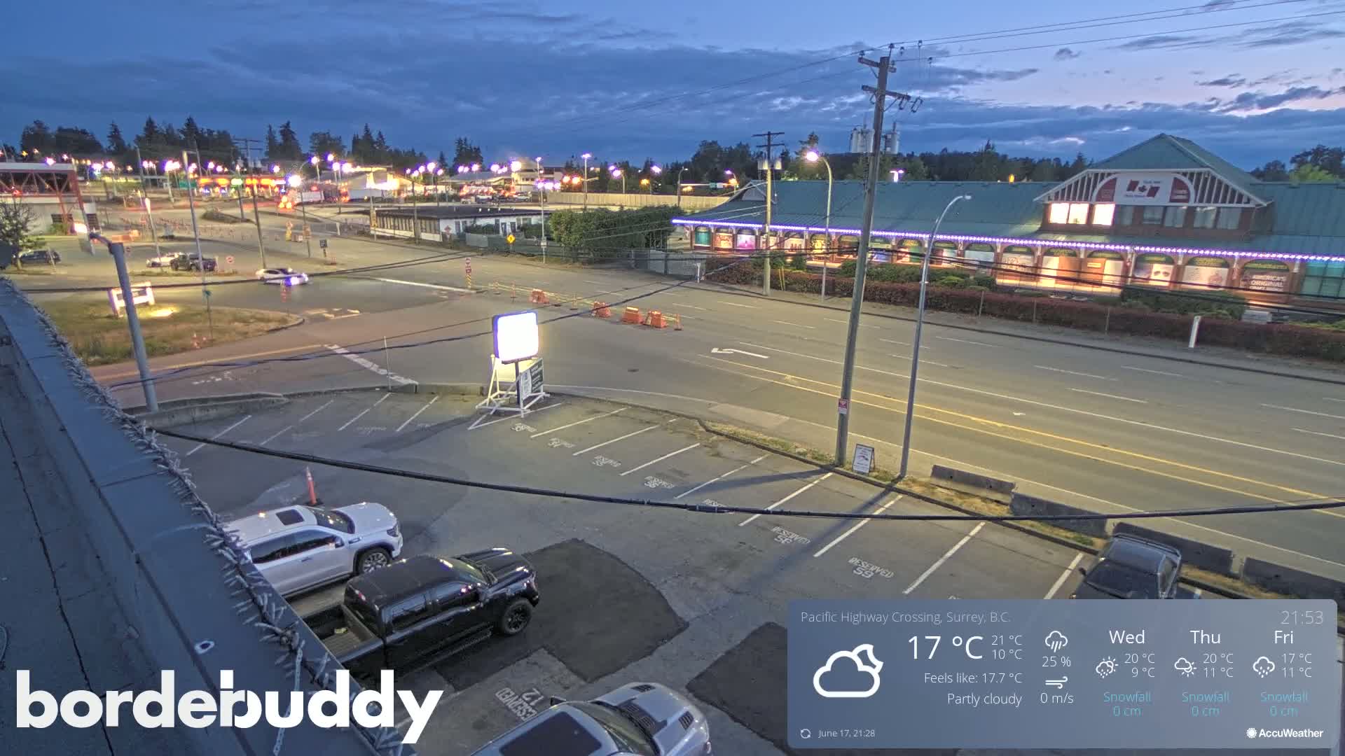 Surrey, Canada-USA  Border Canada Side Pasific Highway Crossing Check Toll Booth Live Cam - Douglas, Surrey, Metro Vancouver, British Columbia, Canada
