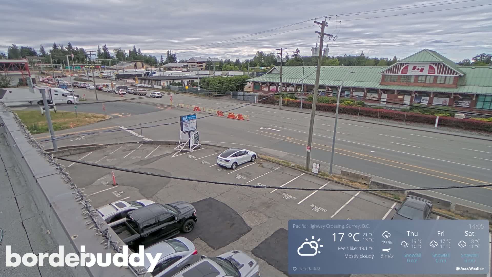 Surrey, Canada-USA  Border Canada Side Pasific Highway Crossing Check Toll Booth Live Cam - Douglas, Surrey, Metro Vancouver, British Columbia, Canada