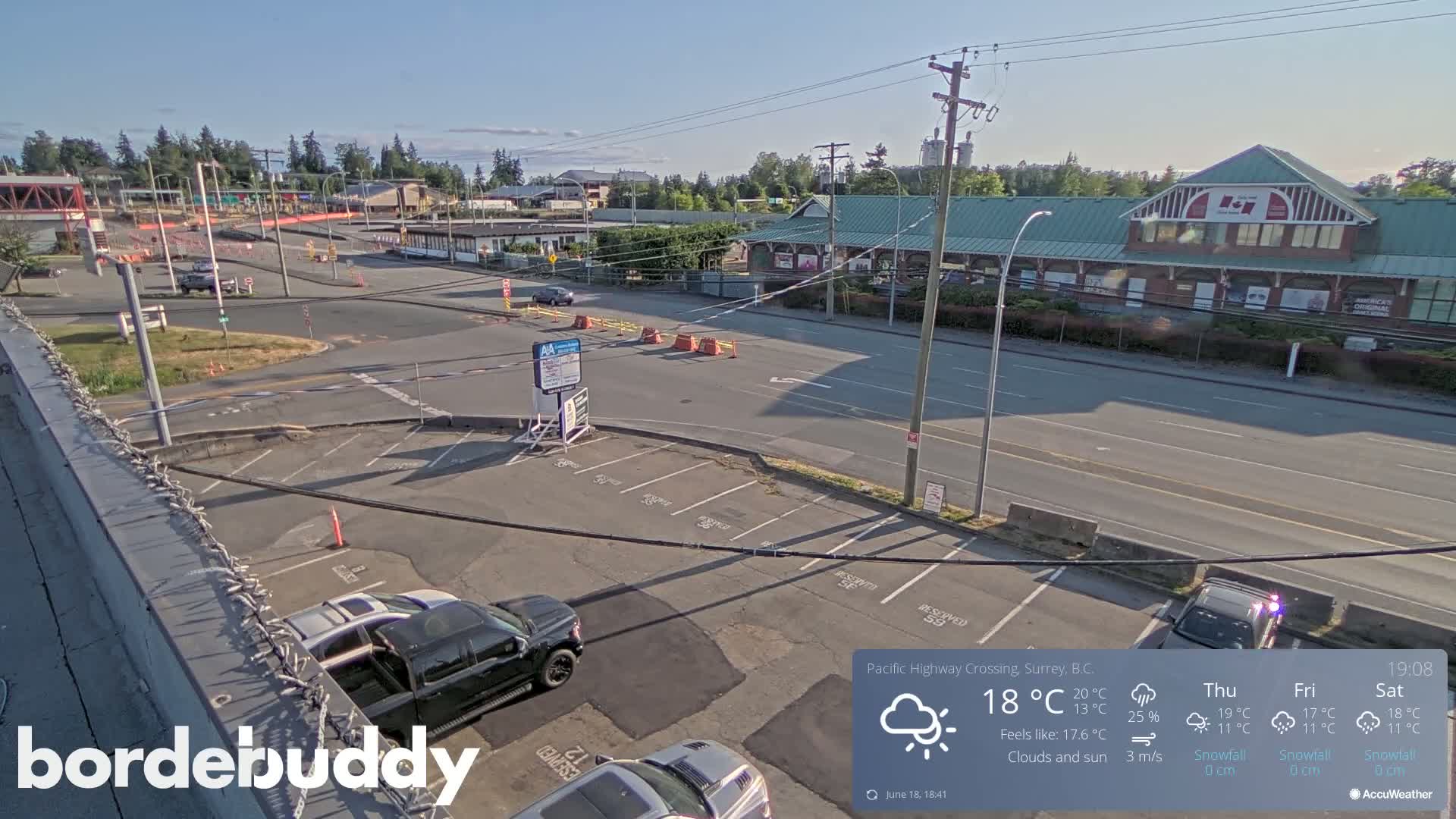 Surrey, Canada-USA  Border Canada Side Pasific Highway Crossing Check Toll Booth Live Cam - Douglas, Surrey, Metro Vancouver, British Columbia, Canada