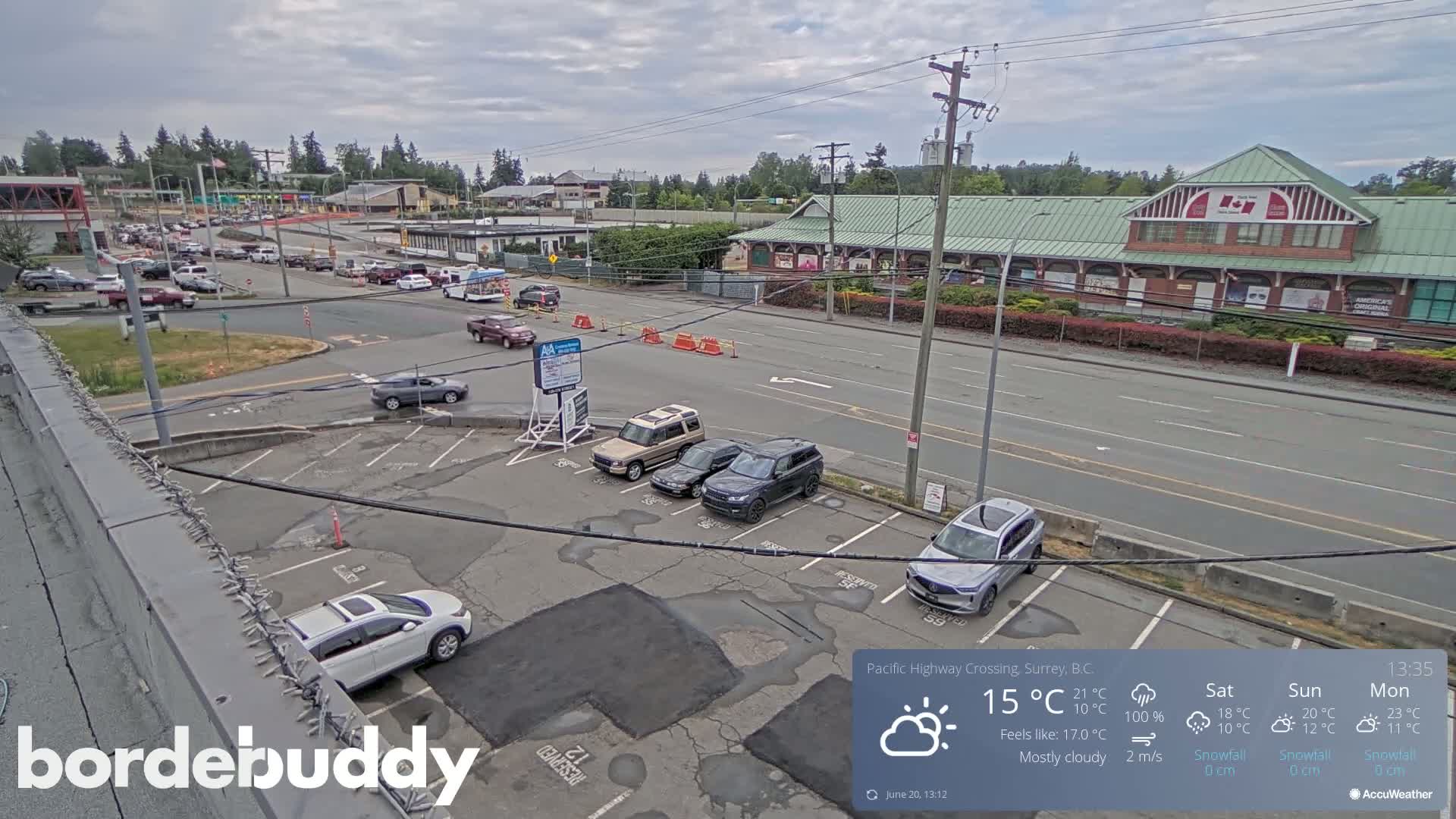 Surrey, Canada-USA  Border Canada Side Pasific Highway Crossing Check Toll Booth Live Cam - Douglas, Surrey, Metro Vancouver, British Columbia, Canada