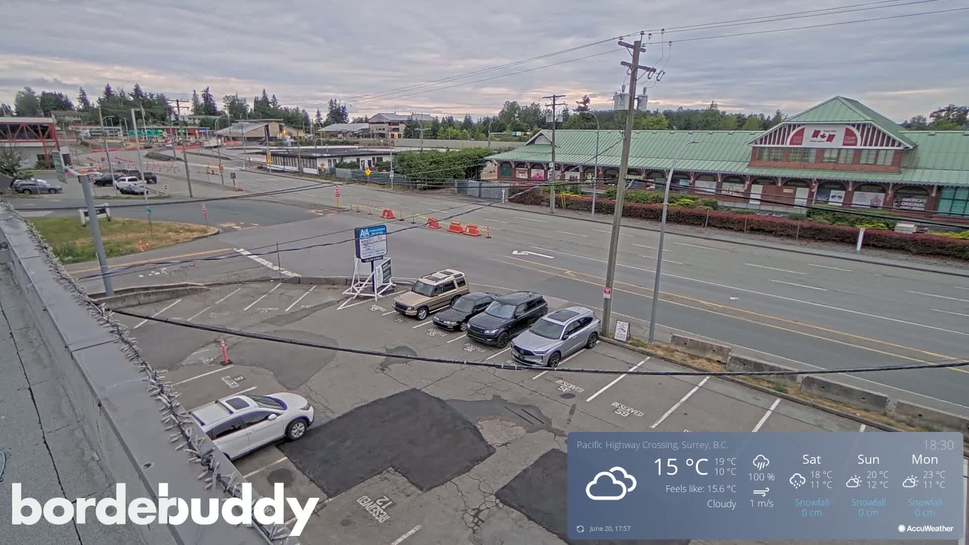 Surrey, Canada-USA  Border Canada Side Pasific Highway Crossing Check Toll Booth Live Cam - Douglas, Surrey, Metro Vancouver, British Columbia, Canada