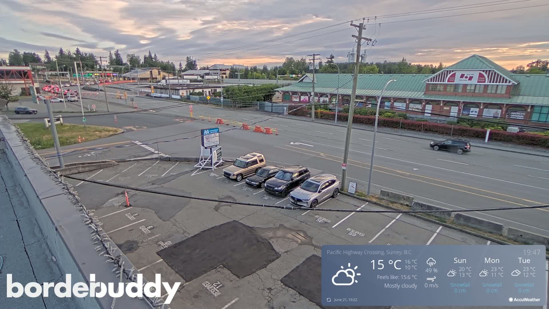 Surrey, Canada-USA  Border Canada Side Pasific Highway Crossing Check Toll Booth Live Cam - Douglas, Surrey, Metro Vancouver, British Columbia, Canada
