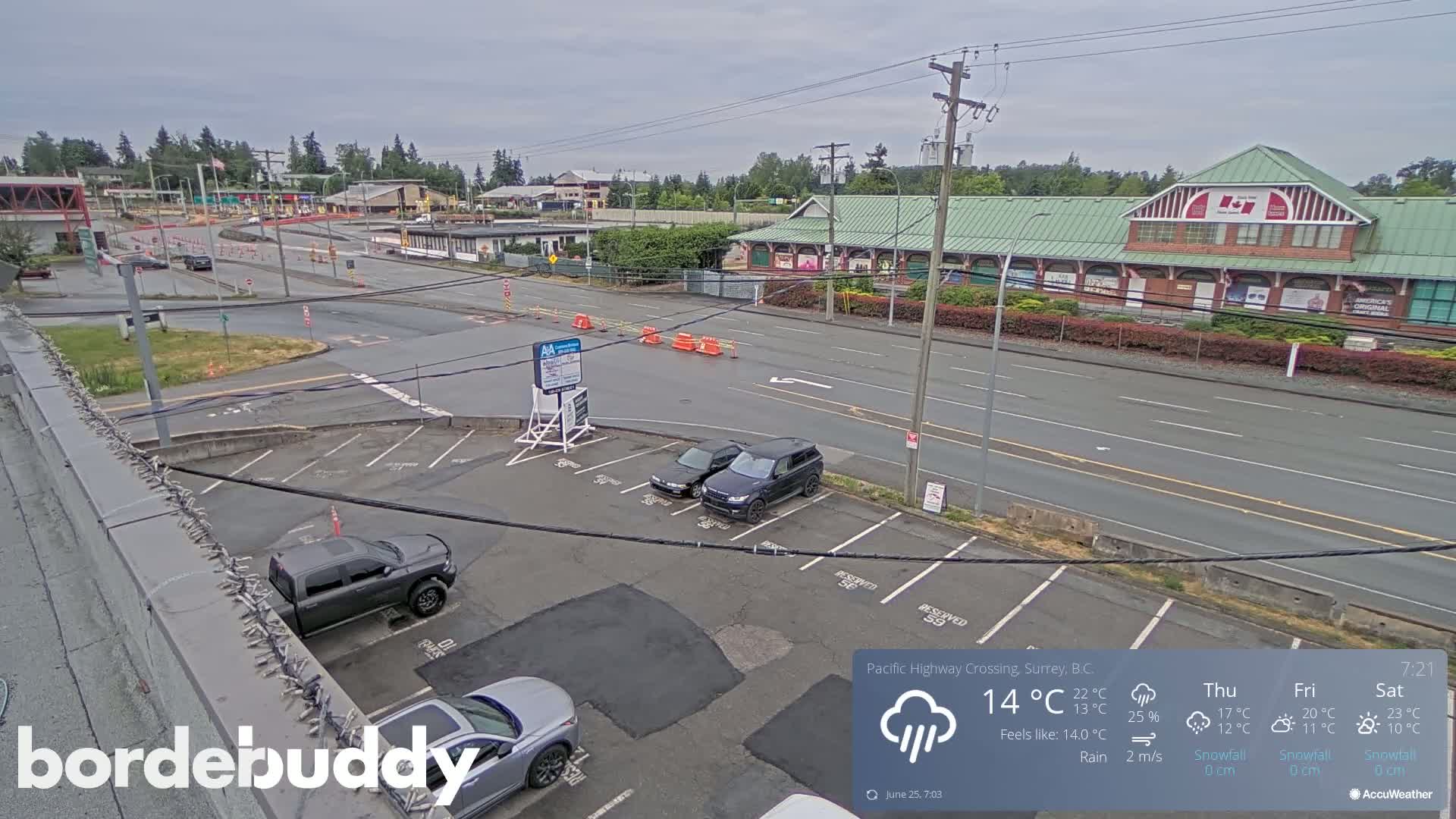 Surrey, Canada-USA  Border Canada Side Pasific Highway Crossing Check Toll Booth Live Cam - Douglas, Surrey, Metro Vancouver, British Columbia, Canada
