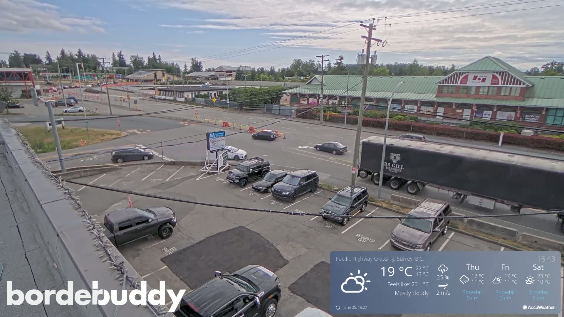 Surrey, Canada-USA  Border Canada Side Pasific Highway Crossing Check Toll Booth Live Cam - Douglas, Surrey, Metro Vancouver, British Columbia, Canada