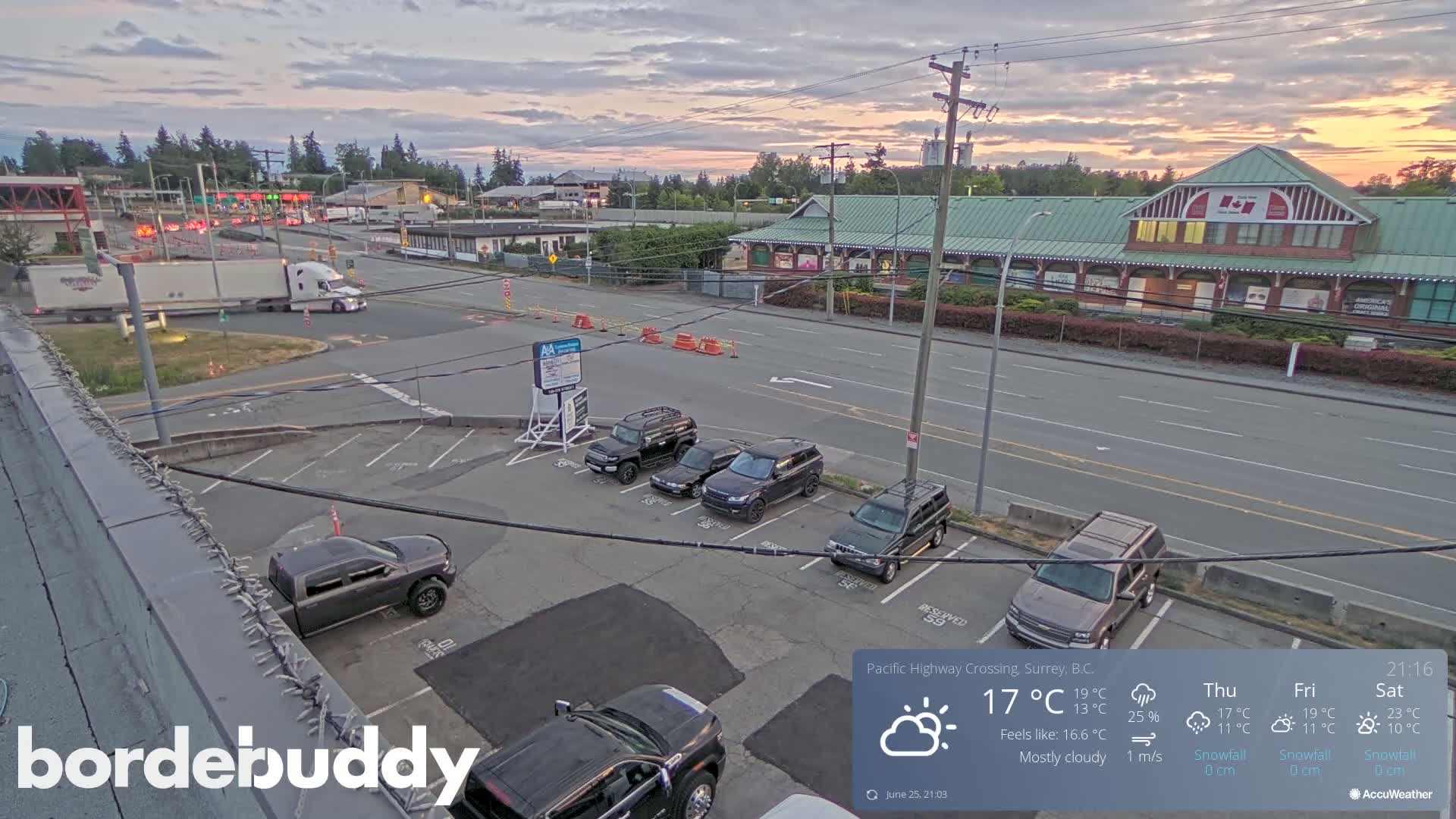 Surrey, Canada-USA  Border Canada Side Pasific Highway Crossing Check Toll Booth Live Cam - Douglas, Surrey, Metro Vancouver, British Columbia, Canada