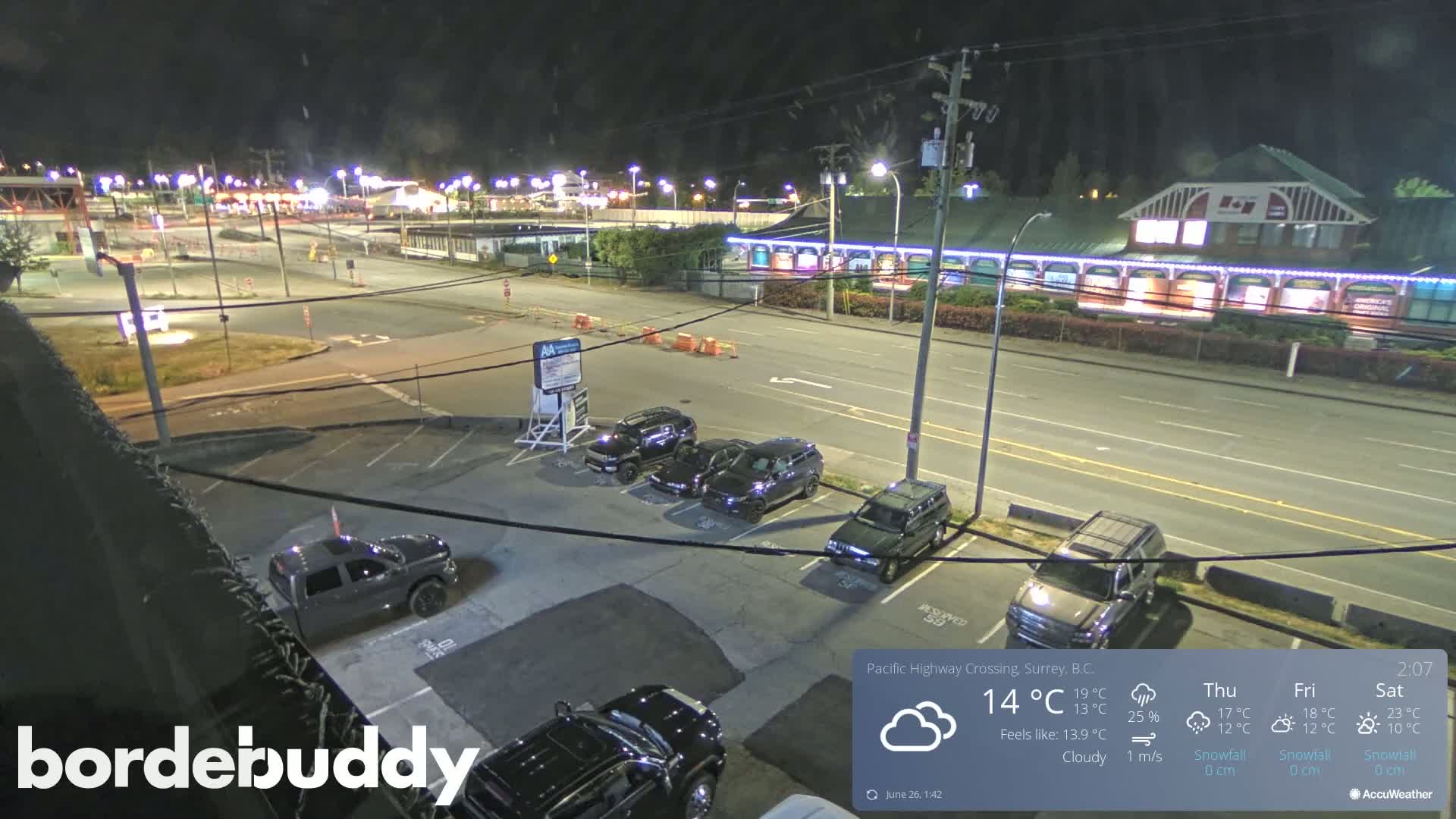 Surrey, Canada-USA  Border Canada Side Pasific Highway Crossing Check Toll Booth Live Cam - Douglas, Surrey, Metro Vancouver, British Columbia, Canada