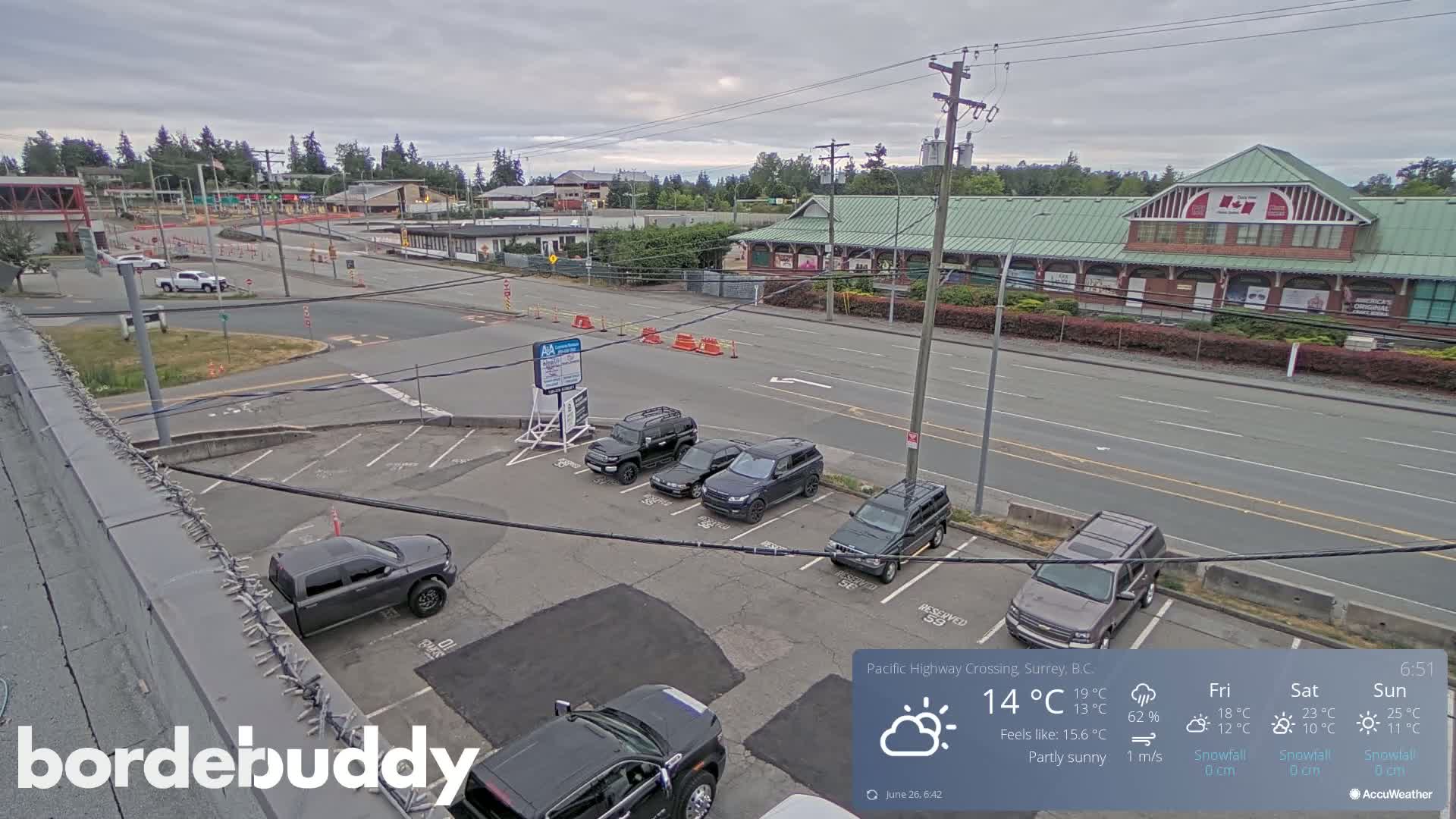 Surrey, Canada-USA  Border Canada Side Pasific Highway Crossing Check Toll Booth Live Cam - Douglas, Surrey, Metro Vancouver, British Columbia, Canada