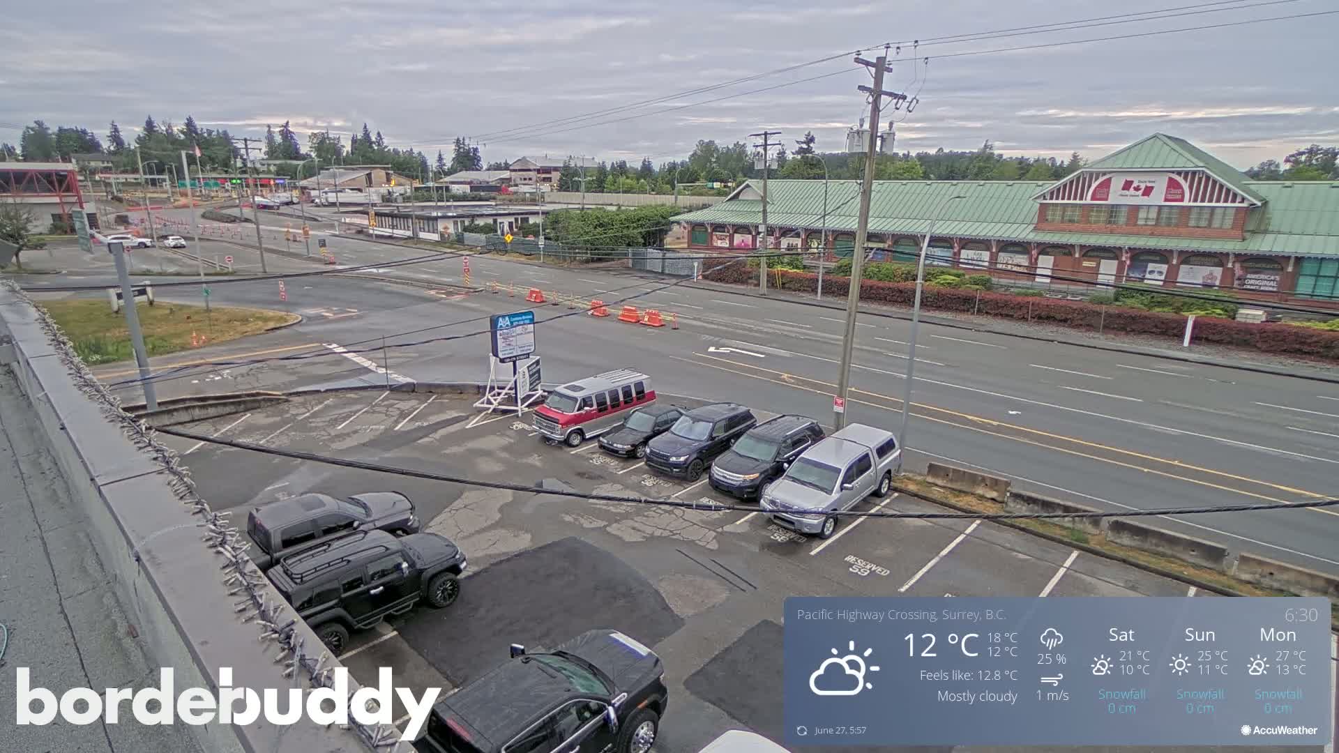 Surrey, Canada-USA  Border Canada Side Pasific Highway Crossing Check Toll Booth Live Cam - Douglas, Surrey, Metro Vancouver, British Columbia, Canada