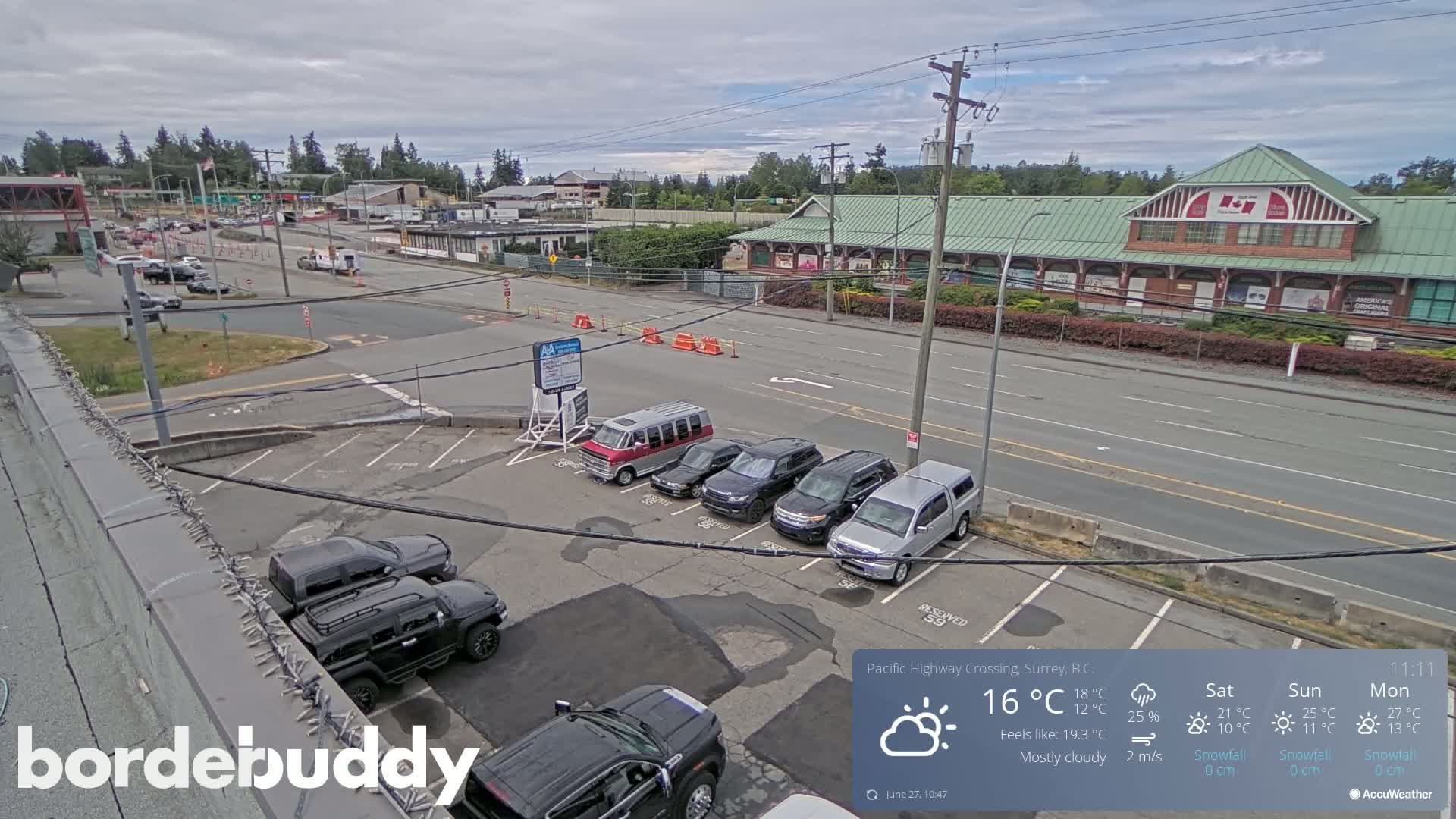 Surrey, Canada-USA  Border Canada Side Pasific Highway Crossing Check Toll Booth Live Cam - Douglas, Surrey, Metro Vancouver, British Columbia, Canada