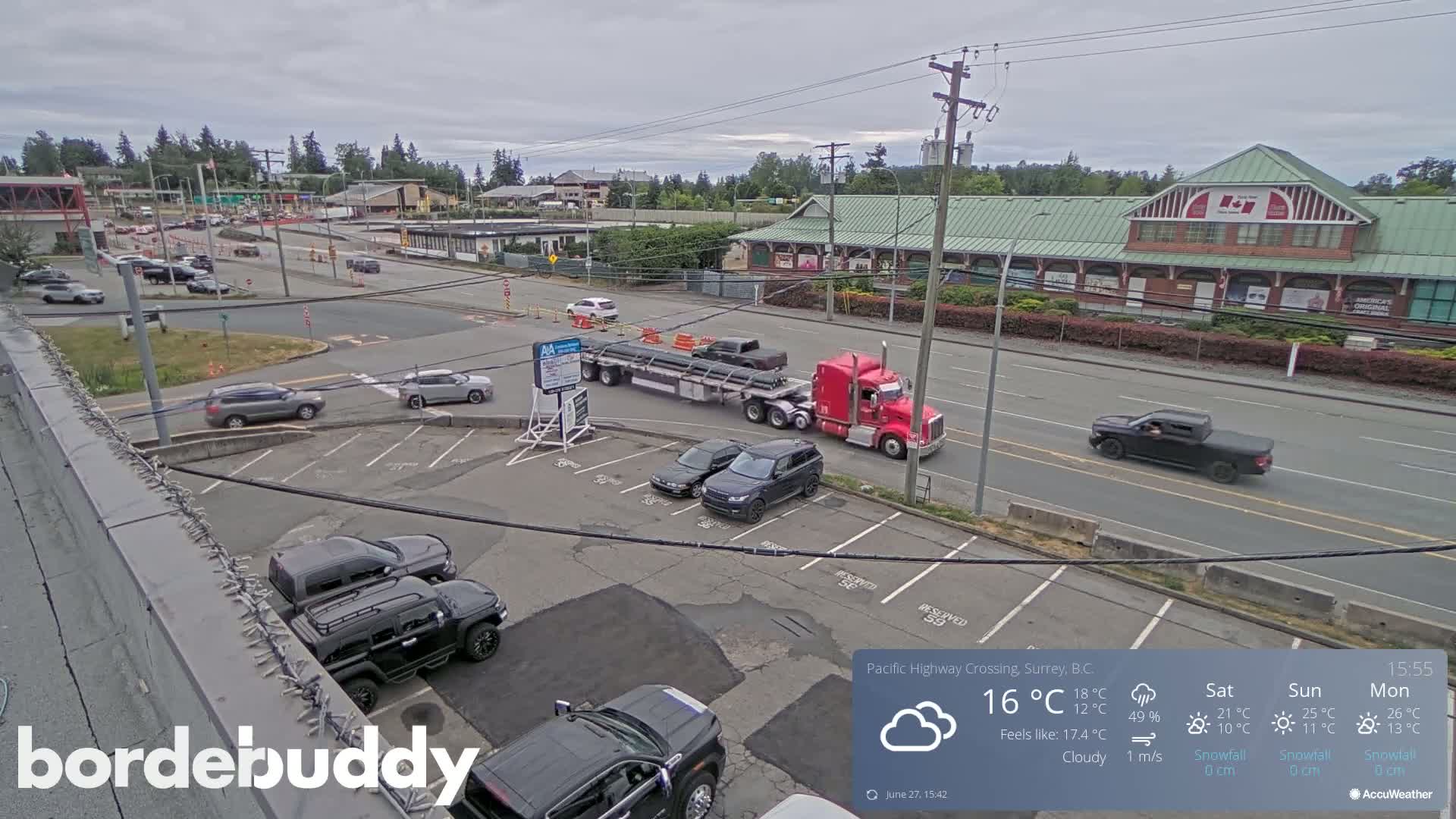Surrey, Canada-USA  Border Canada Side Pasific Highway Crossing Check Toll Booth Live Cam - Douglas, Surrey, Metro Vancouver, British Columbia, Canada