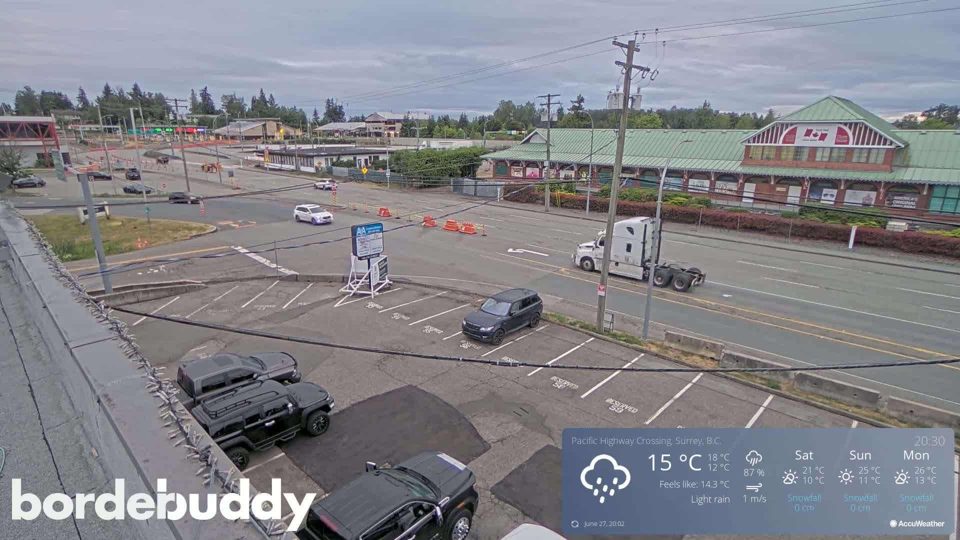 Surrey, Canada-USA  Border Canada Side Pasific Highway Crossing Check Toll Booth Live Cam - Douglas, Surrey, Metro Vancouver, British Columbia, Canada