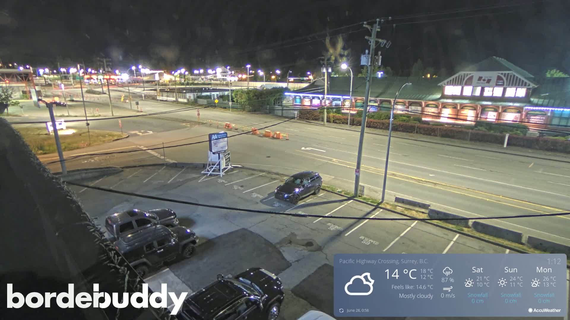 Surrey, Canada-USA  Border Canada Side Pasific Highway Crossing Check Toll Booth Live Cam - Douglas, Surrey, Metro Vancouver, British Columbia, Canada