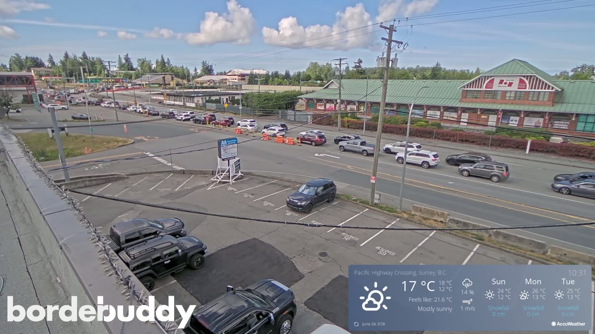Surrey, Canada-USA  Border Canada Side Pasific Highway Crossing Check Toll Booth Live Cam - Douglas, Surrey, Metro Vancouver, British Columbia, Canada
