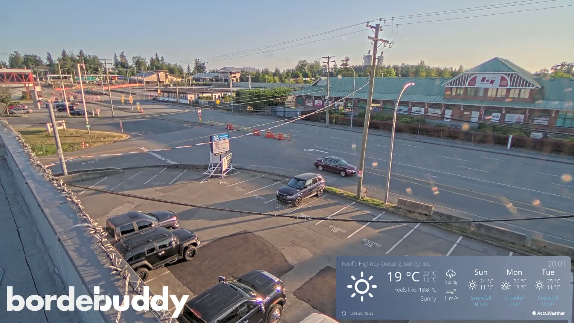 Surrey, Canada-USA  Border Canada Side Pasific Highway Crossing Check Toll Booth Live Cam - Douglas, Surrey, Metro Vancouver, British Columbia, Canada