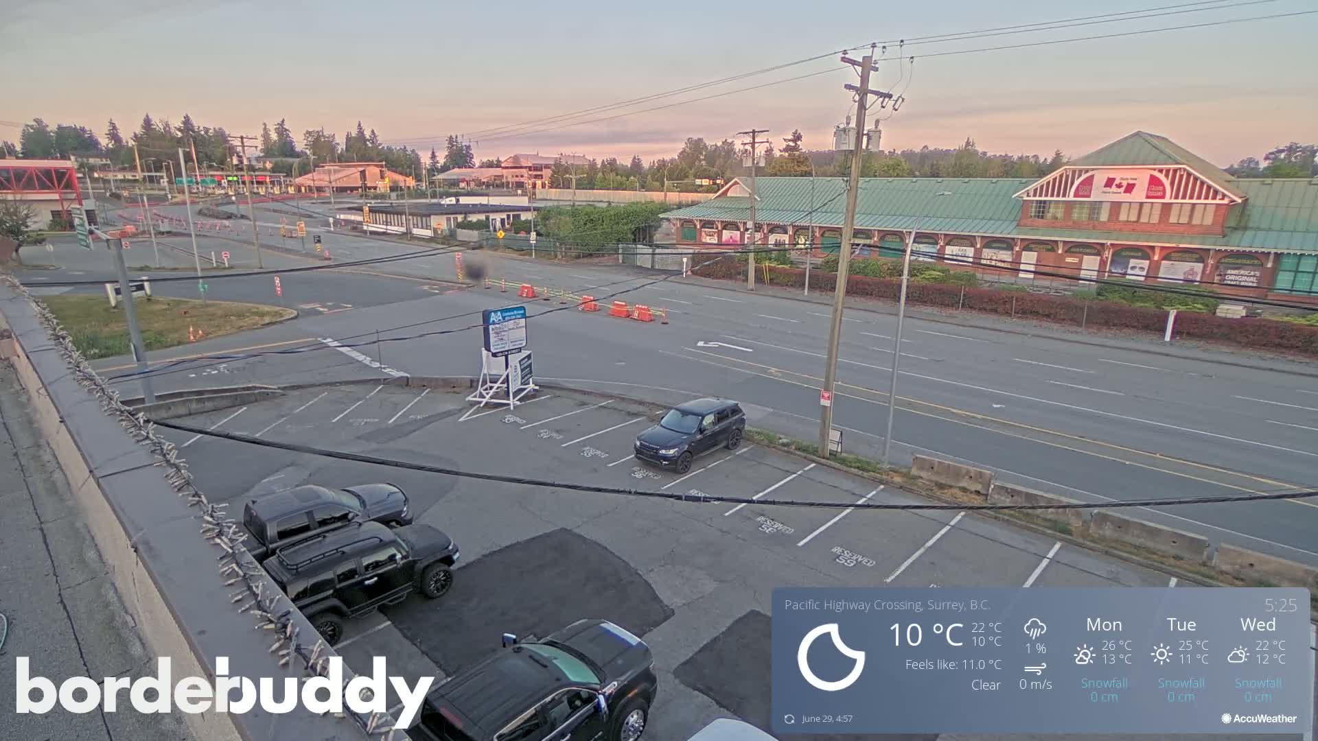 Surrey, Canada-USA  Border Canada Side Pasific Highway Crossing Check Toll Booth Live Cam - Douglas, Surrey, Metro Vancouver, British Columbia, Canada