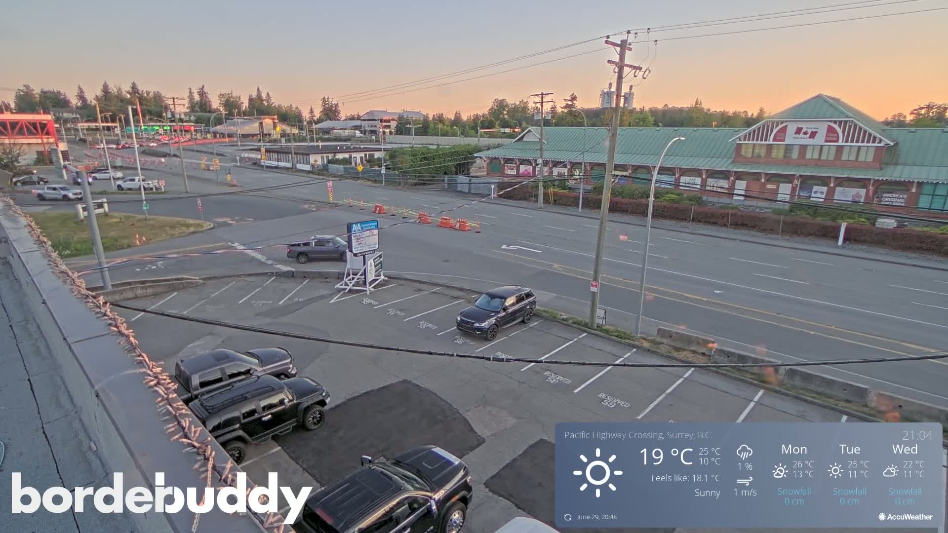Surrey, Canada-USA  Border Canada Side Pasific Highway Crossing Check Toll Booth Live Cam - Douglas, Surrey, Metro Vancouver, British Columbia, Canada