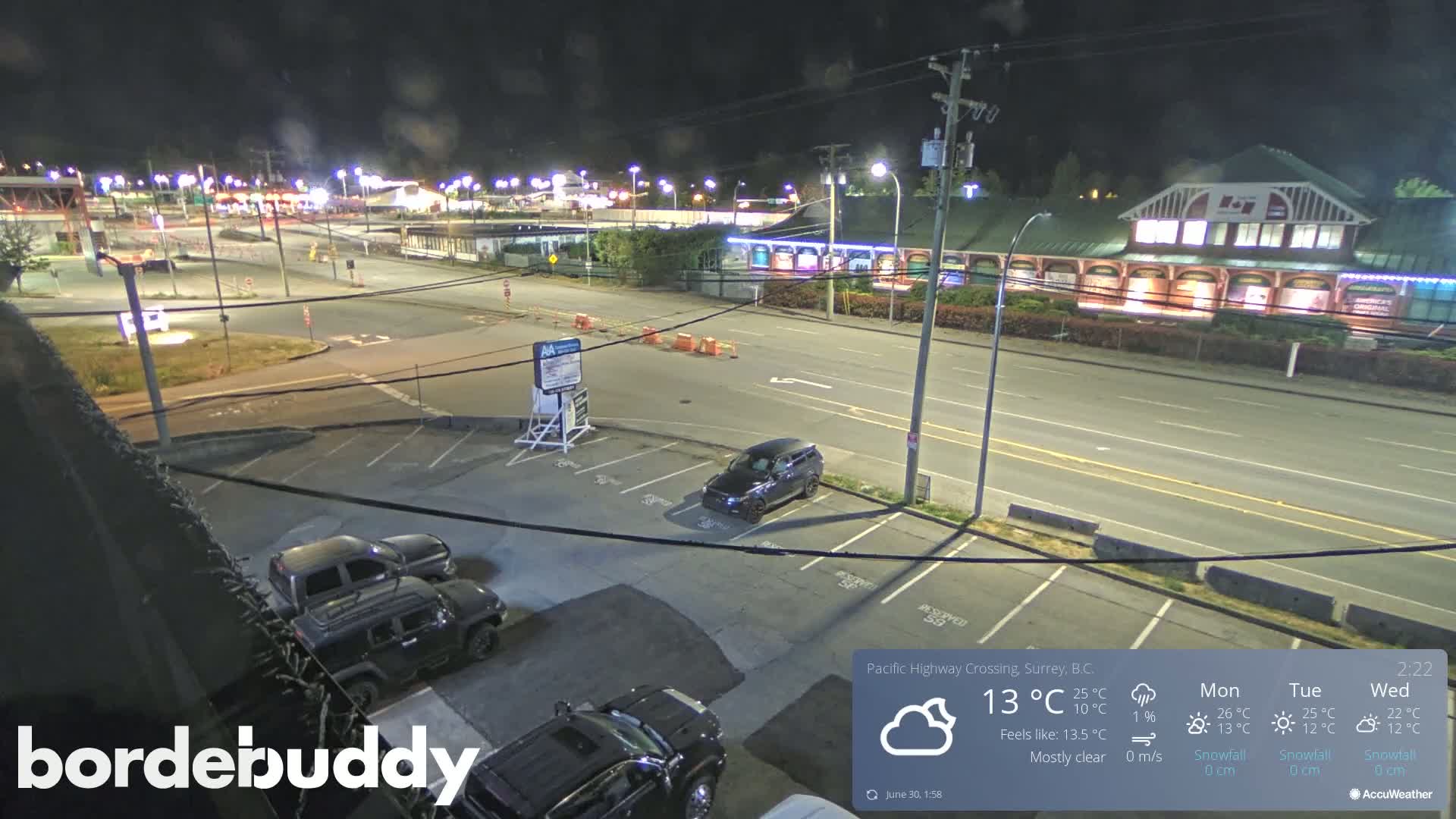 Surrey, Canada-USA  Border Canada Side Pasific Highway Crossing Check Toll Booth Live Cam - Douglas, Surrey, Metro Vancouver, British Columbia, Canada