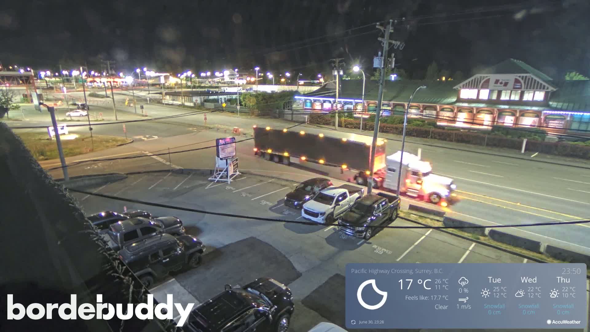 Surrey, Canada-USA  Border Canada Side Pasific Highway Crossing Check Toll Booth Live Cam - Douglas, Surrey, Metro Vancouver, British Columbia, Canada