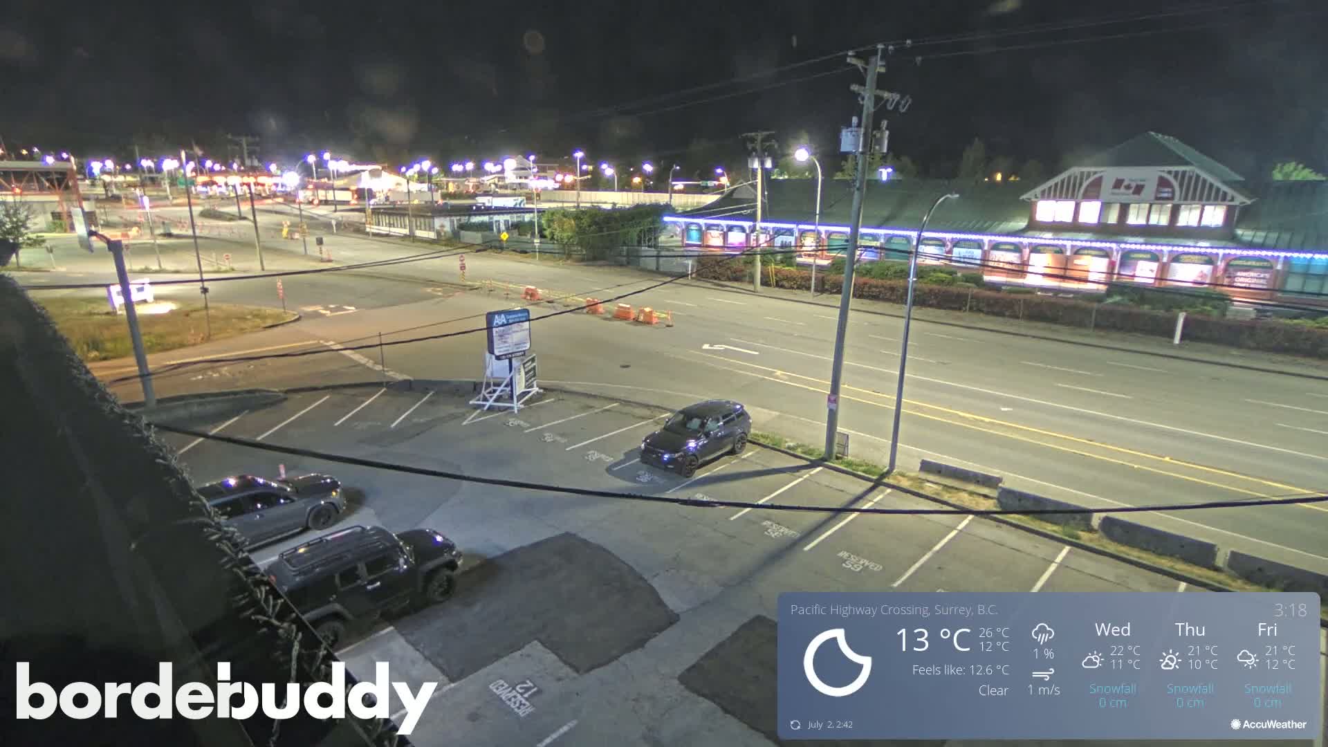 Surrey, Canada-USA  Border Canada Side Pasific Highway Crossing Check Toll Booth Live Cam - Douglas, Surrey, Metro Vancouver, British Columbia, Canada