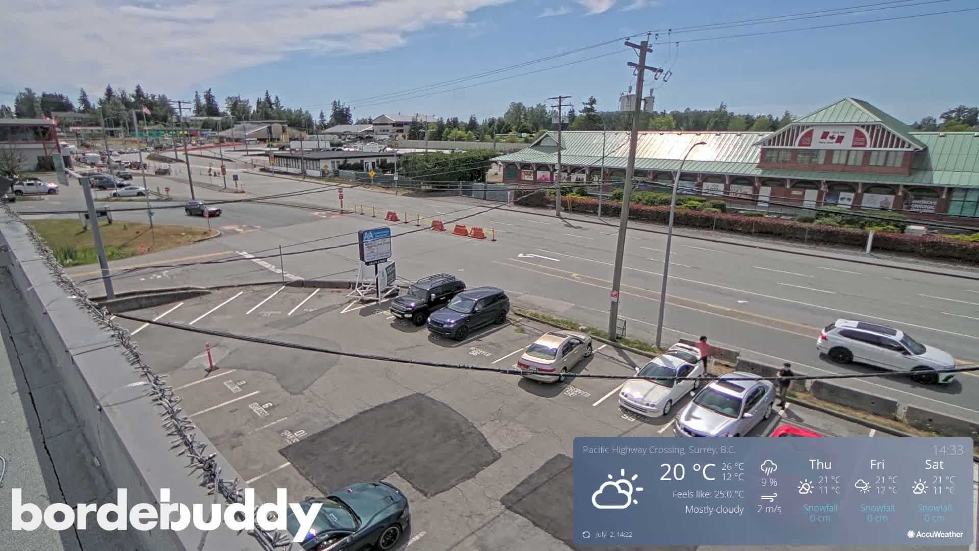 Surrey, Canada-USA  Border Canada Side Pasific Highway Crossing Check Toll Booth Live Cam - Douglas, Surrey, Metro Vancouver, British Columbia, Canada