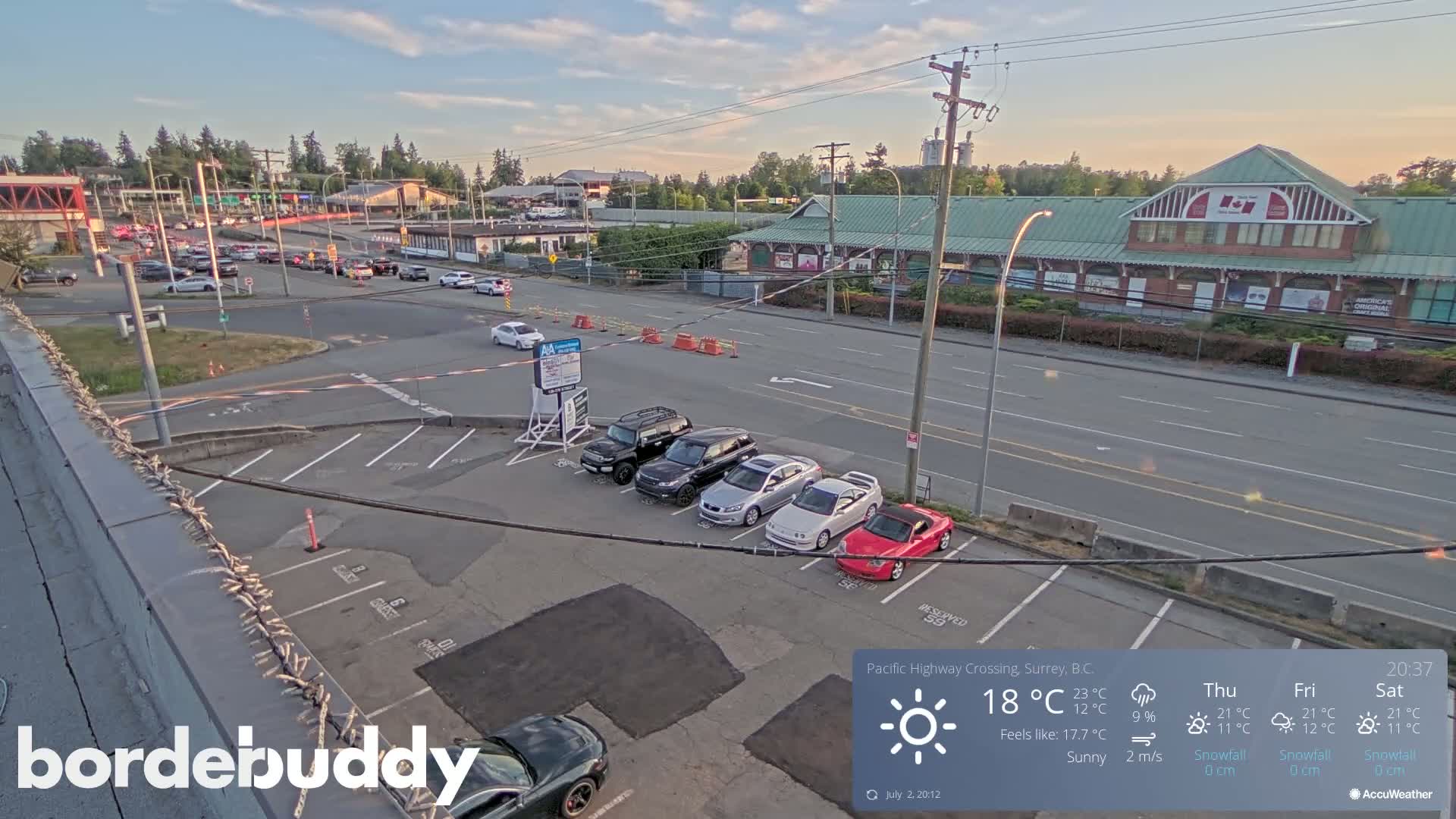 Surrey, Canada-USA  Border Canada Side Pasific Highway Crossing Check Toll Booth Live Cam - Douglas, Surrey, Metro Vancouver, British Columbia, Canada
