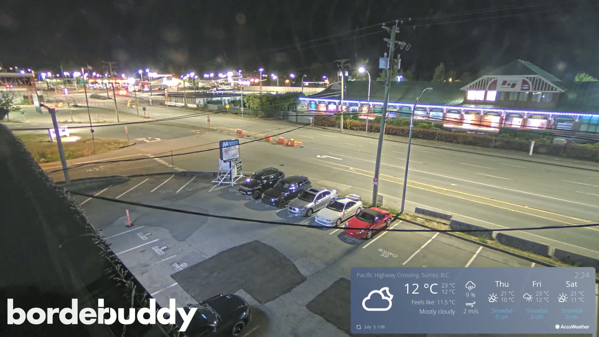 Surrey, Canada-USA  Border Canada Side Pasific Highway Crossing Check Toll Booth Live Cam - Douglas, Surrey, Metro Vancouver, British Columbia, Canada