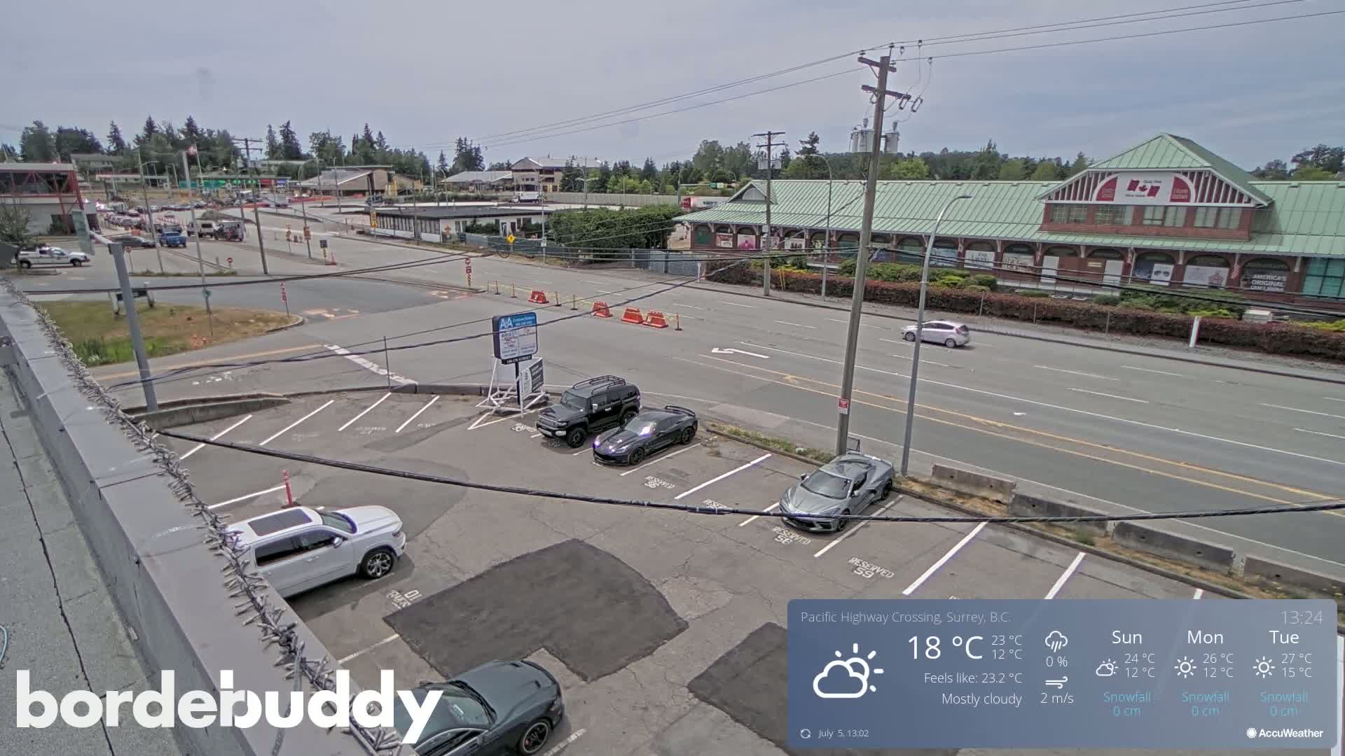 Surrey, Canada-USA  Border Canada Side Pasific Highway Crossing Check Toll Booth Live Cam - Douglas, Surrey, Metro Vancouver, British Columbia, Canada