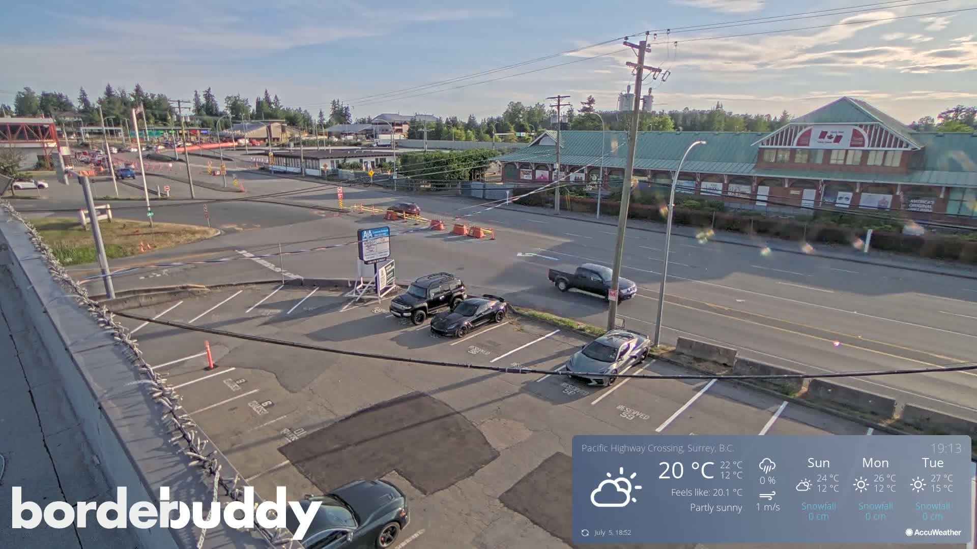 Surrey, Canada-USA  Border Canada Side Pasific Highway Crossing Check Toll Booth Live Cam - Douglas, Surrey, Metro Vancouver, British Columbia, Canada