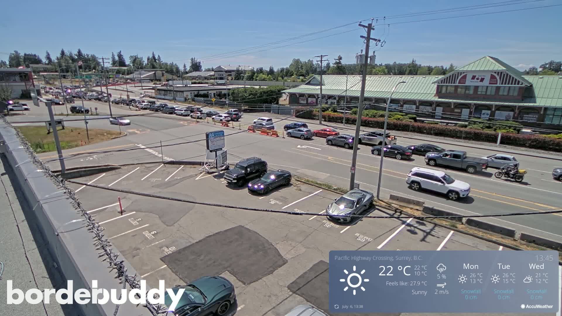 Surrey, Canada-USA  Border Canada Side Pasific Highway Crossing Check Toll Booth Live Cam - Douglas, Surrey, Metro Vancouver, British Columbia, Canada