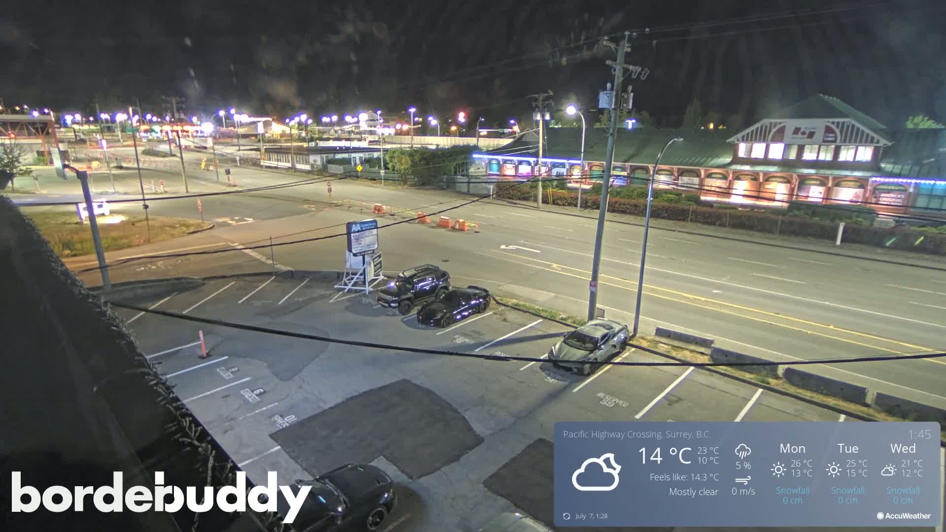 Surrey, Canada-USA  Border Canada Side Pasific Highway Crossing Check Toll Booth Live Cam - Douglas, Surrey, Metro Vancouver, British Columbia, Canada