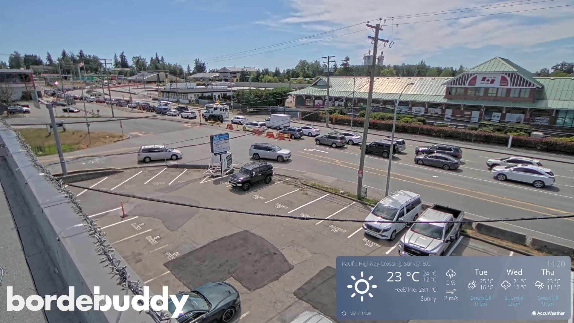 Surrey, Canada-USA  Border Canada Side Pasific Highway Crossing Check Toll Booth Live Cam - Douglas, Surrey, Metro Vancouver, British Columbia, Canada