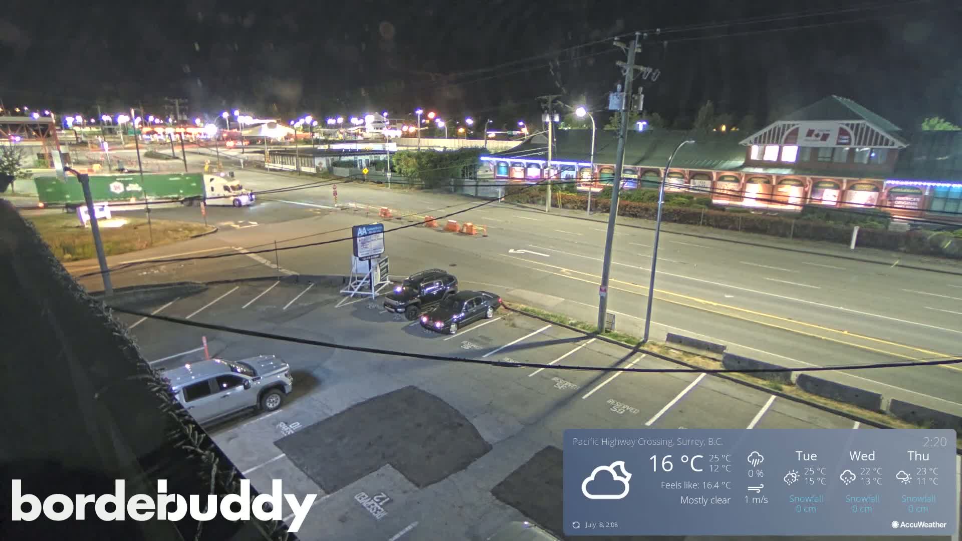 Surrey, Canada-USA  Border Canada Side Pasific Highway Crossing Check Toll Booth Live Cam - Douglas, Surrey, Metro Vancouver, British Columbia, Canada