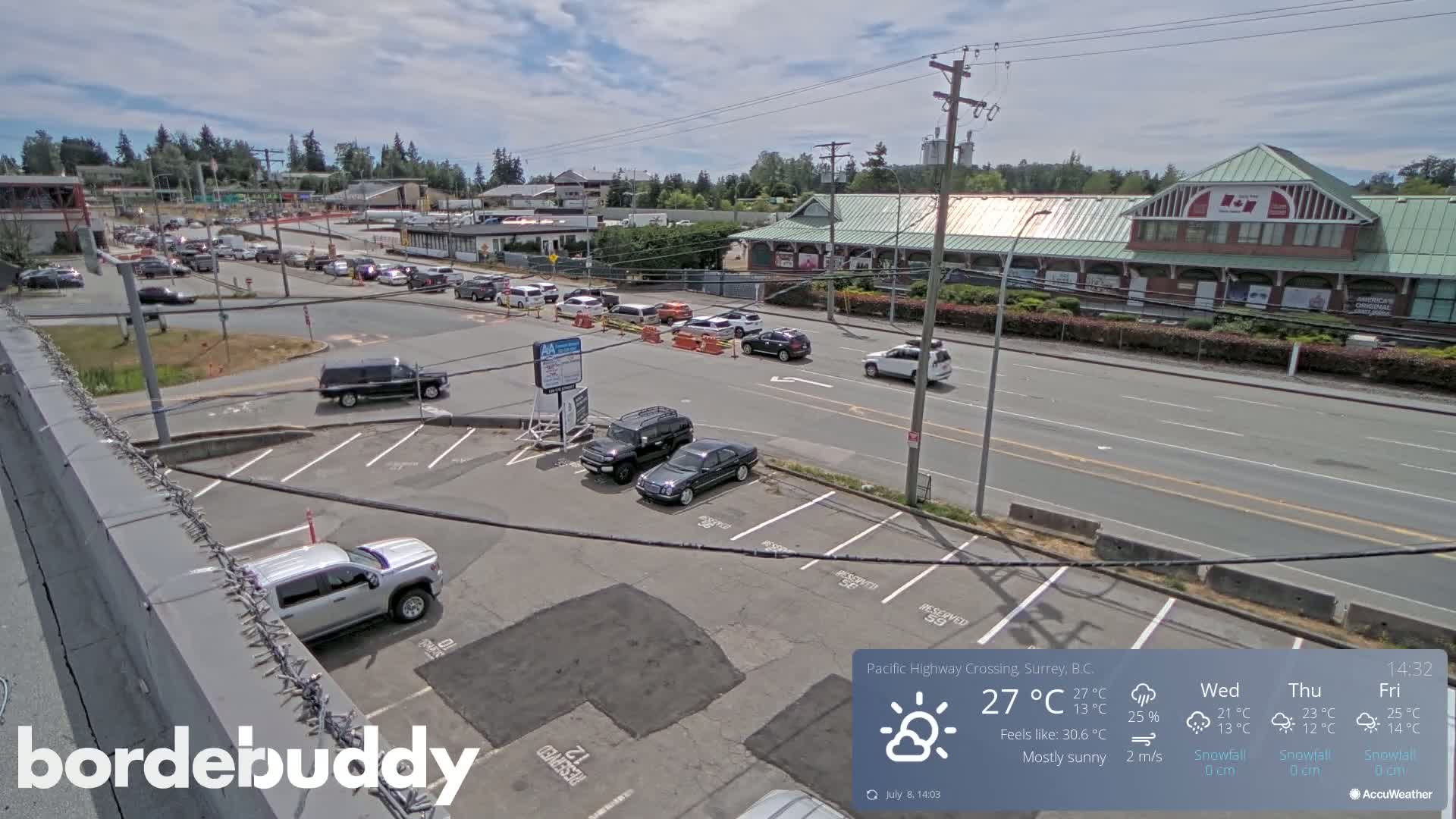 Surrey, Canada-USA  Border Canada Side Pasific Highway Crossing Check Toll Booth Live Cam - Douglas, Surrey, Metro Vancouver, British Columbia, Canada