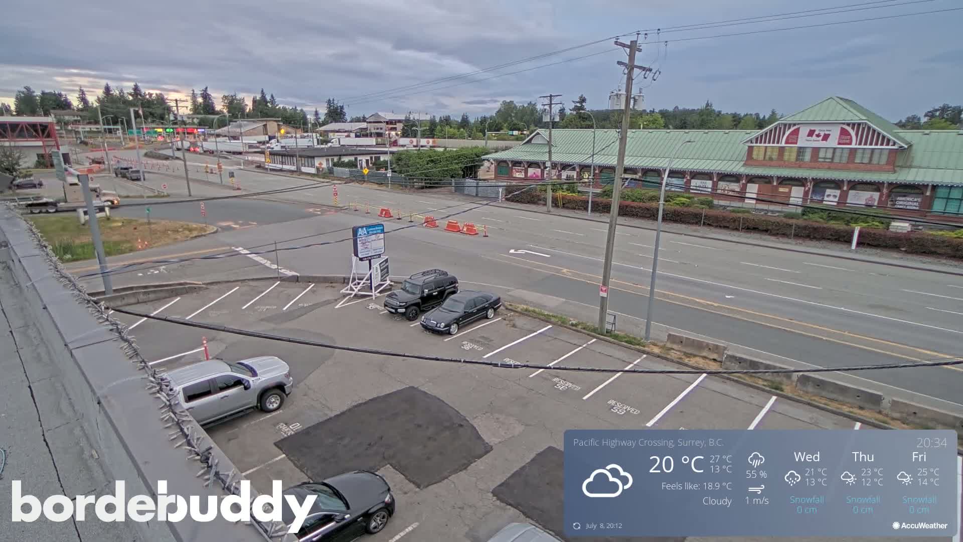 Surrey, Canada-USA  Border Canada Side Pasific Highway Crossing Check Toll Booth Live Cam - Douglas, Surrey, Metro Vancouver, British Columbia, Canada