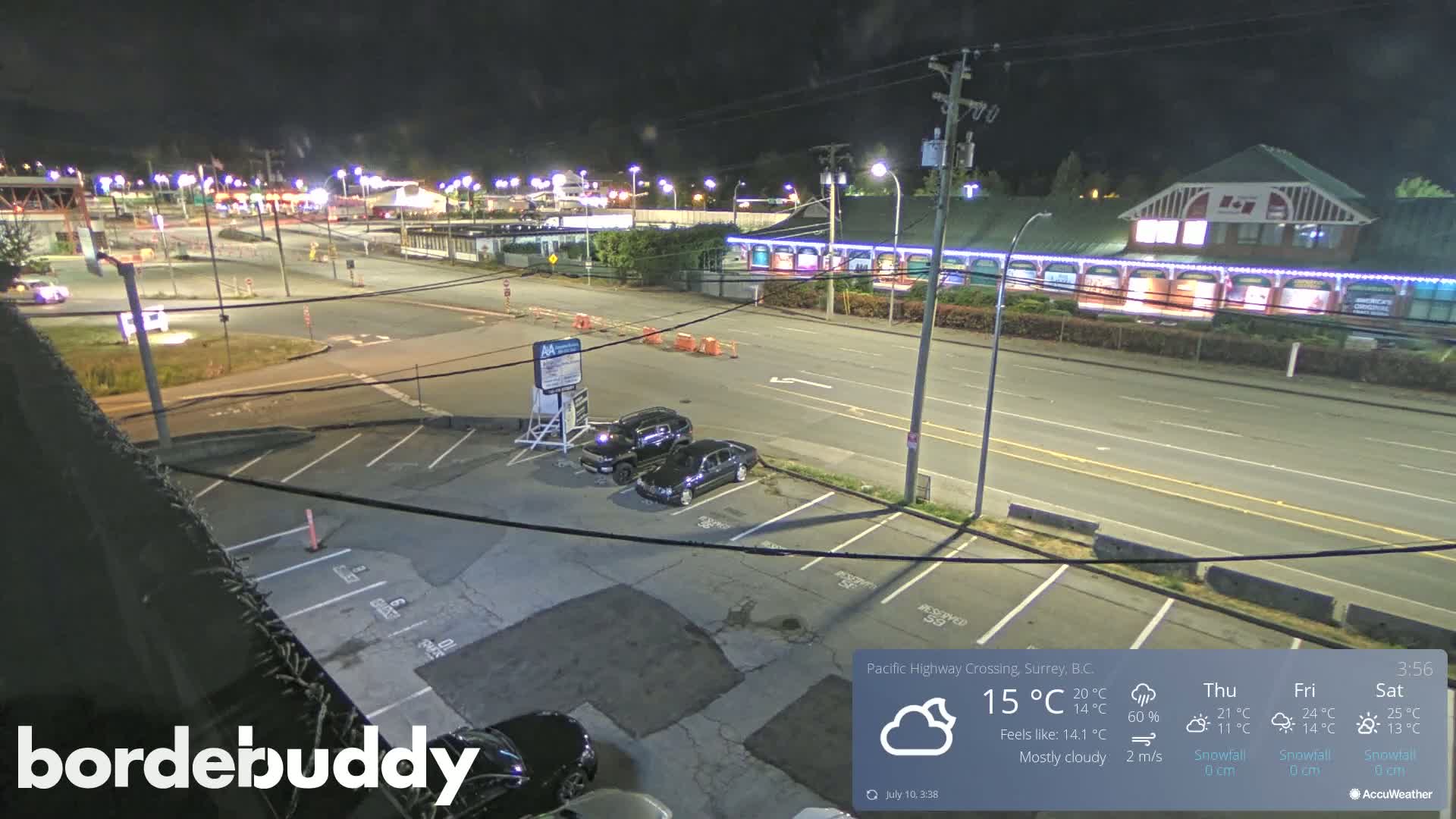 Surrey, Canada-USA  Border Canada Side Pasific Highway Crossing Check Toll Booth Live Cam - Douglas, Surrey, Metro Vancouver, British Columbia, Canada