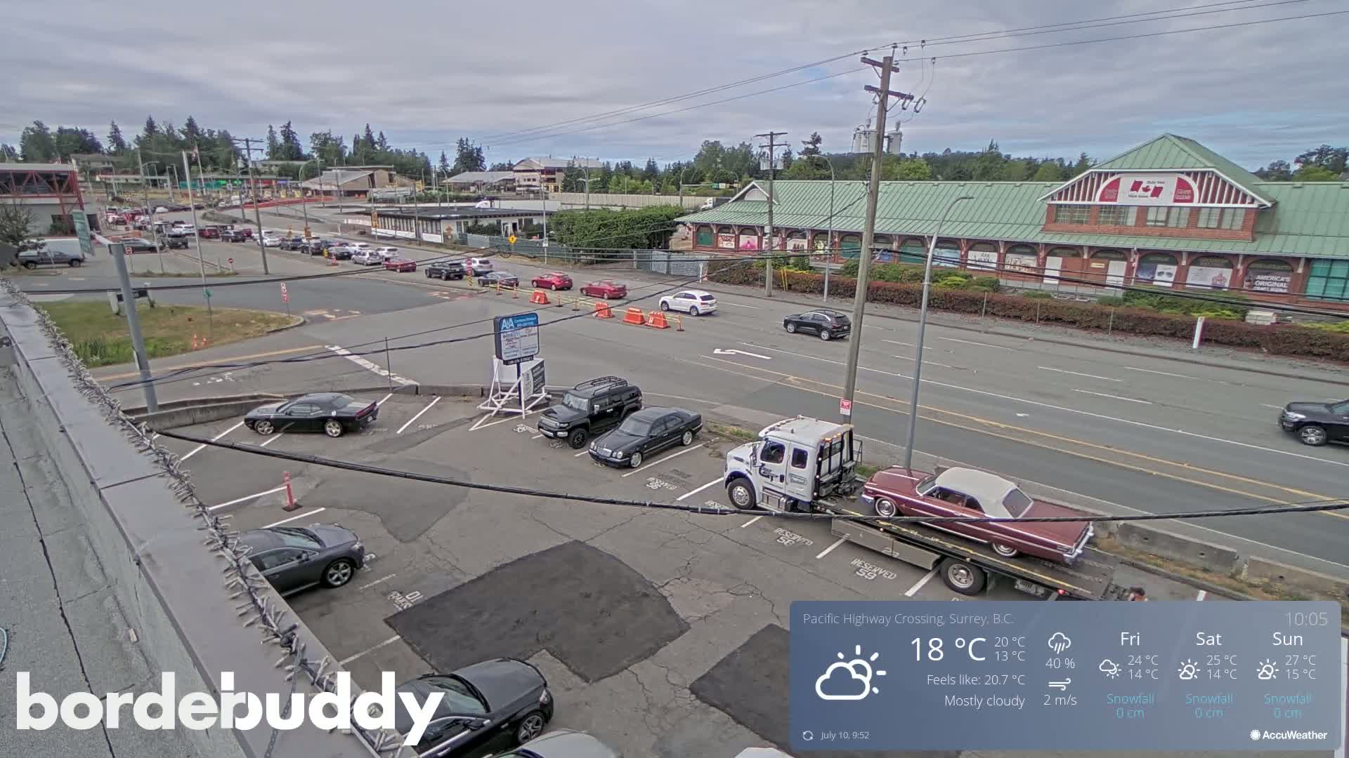 Surrey, Canada-USA  Border Canada Side Pasific Highway Crossing Check Toll Booth Live Cam - Douglas, Surrey, Metro Vancouver, British Columbia, Canada