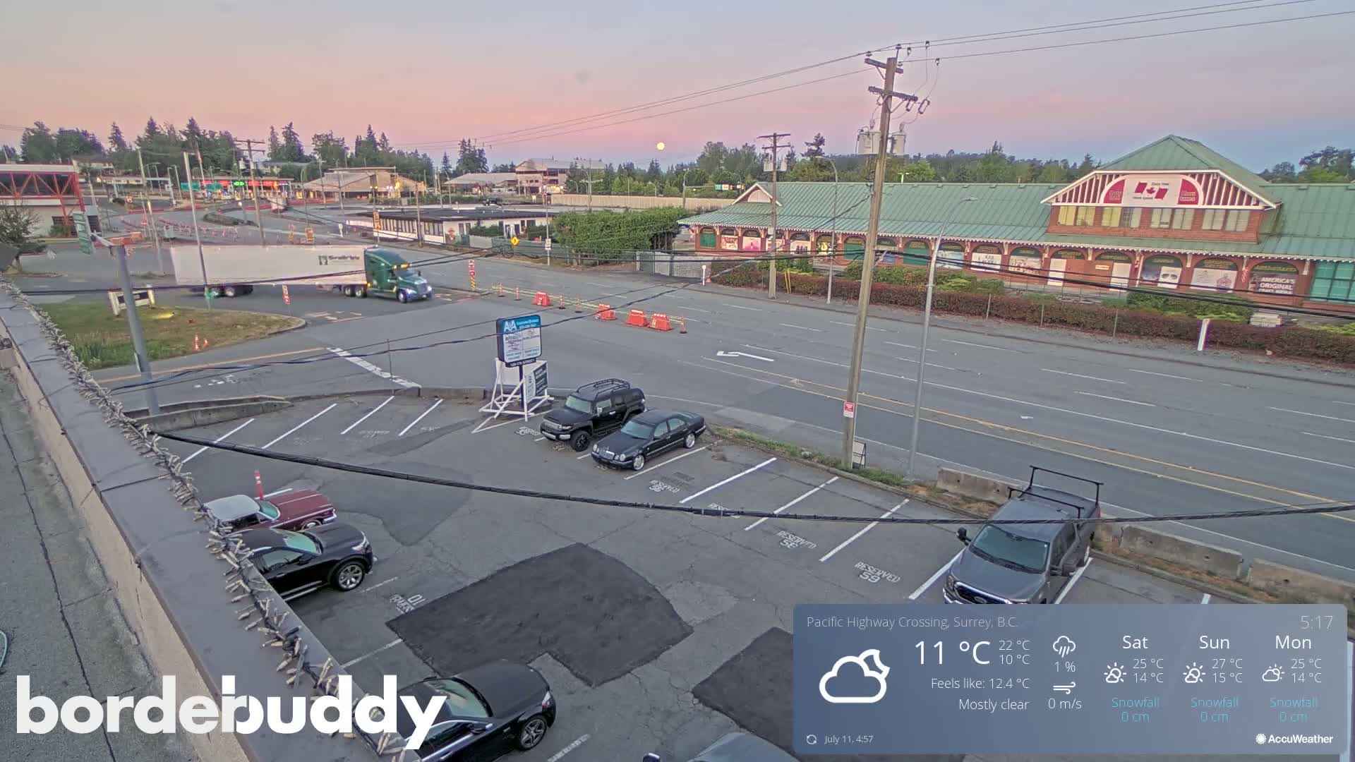 Surrey, Canada-USA  Border Canada Side Pasific Highway Crossing Check Toll Booth Live Cam - Douglas, Surrey, Metro Vancouver, British Columbia, Canada