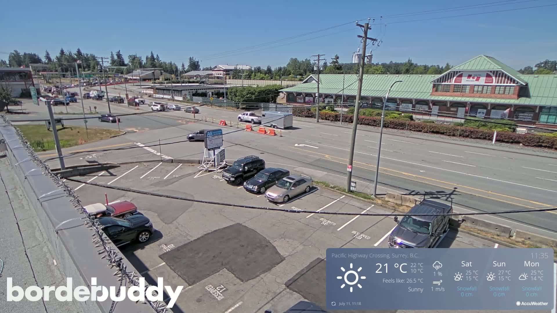 Surrey, Canada-USA  Border Canada Side Pasific Highway Crossing Check Toll Booth Live Cam - Douglas, Surrey, Metro Vancouver, British Columbia, Canada