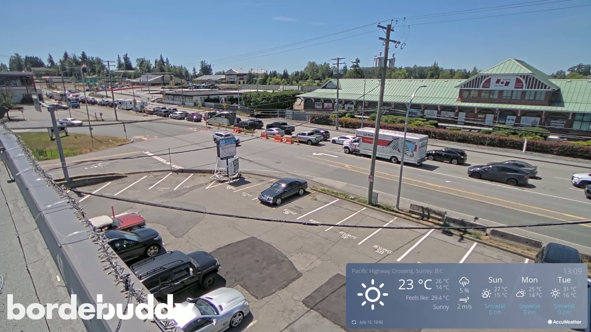 Surrey, Canada-USA  Border Canada Side Pasific Highway Crossing Check Toll Booth Live Cam - Douglas, Surrey, Metro Vancouver, British Columbia, Canada