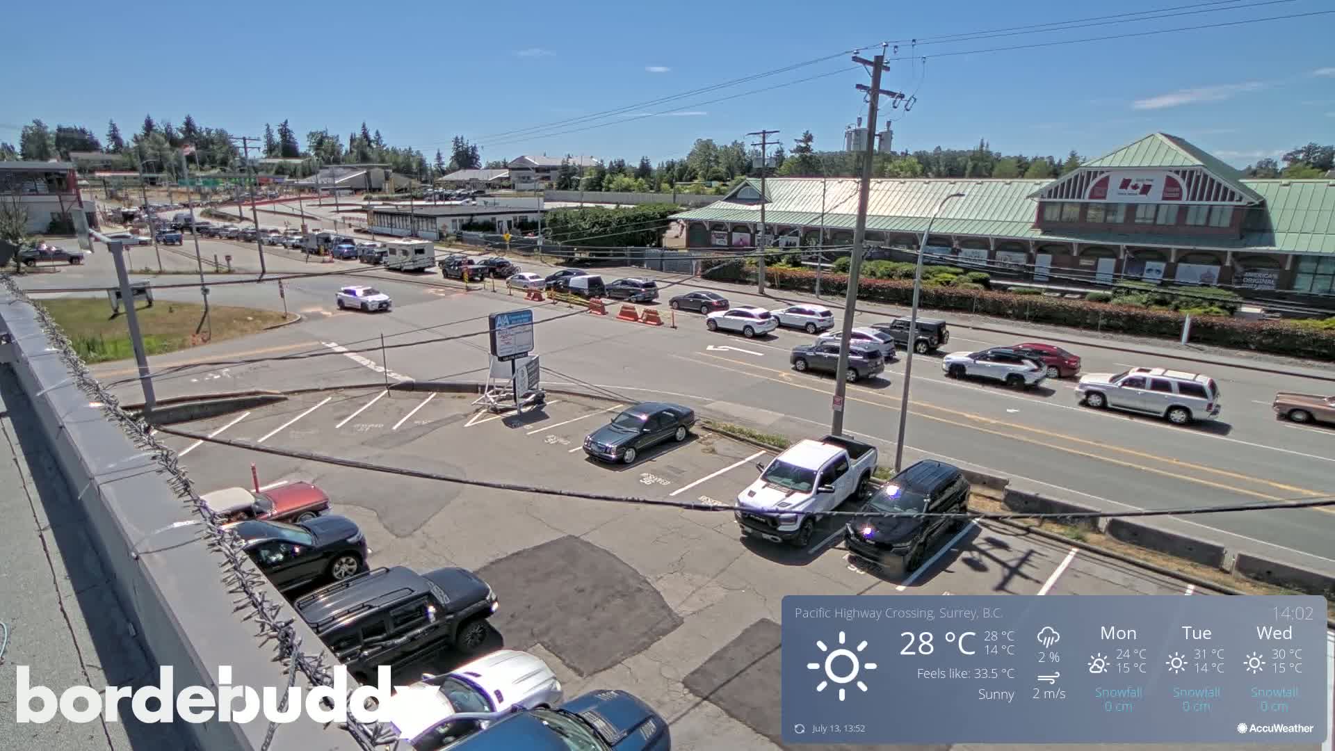 Surrey, Canada-USA  Border Canada Side Pasific Highway Crossing Check Toll Booth Live Cam - Douglas, Surrey, Metro Vancouver, British Columbia, Canada