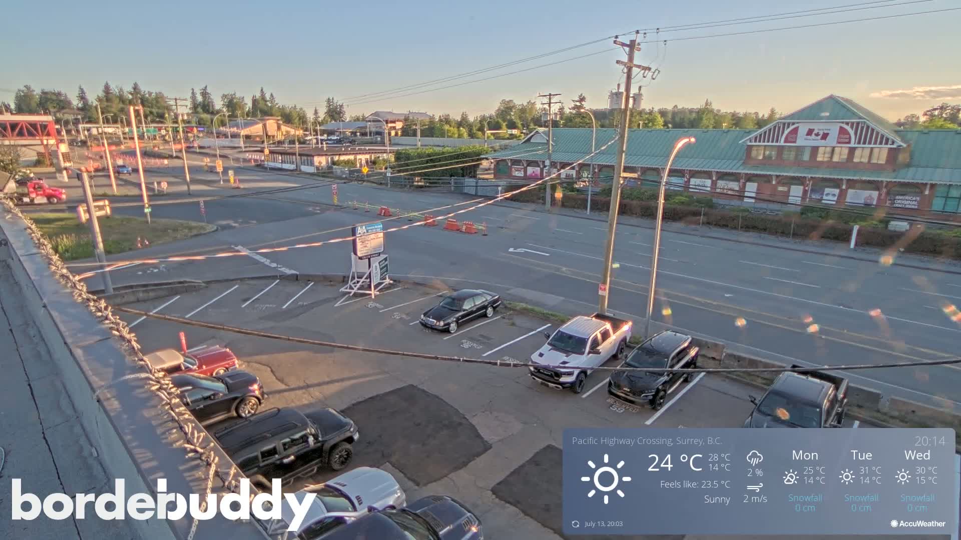 Surrey, Canada-USA  Border Canada Side Pasific Highway Crossing Check Toll Booth Live Cam - Douglas, Surrey, Metro Vancouver, British Columbia, Canada