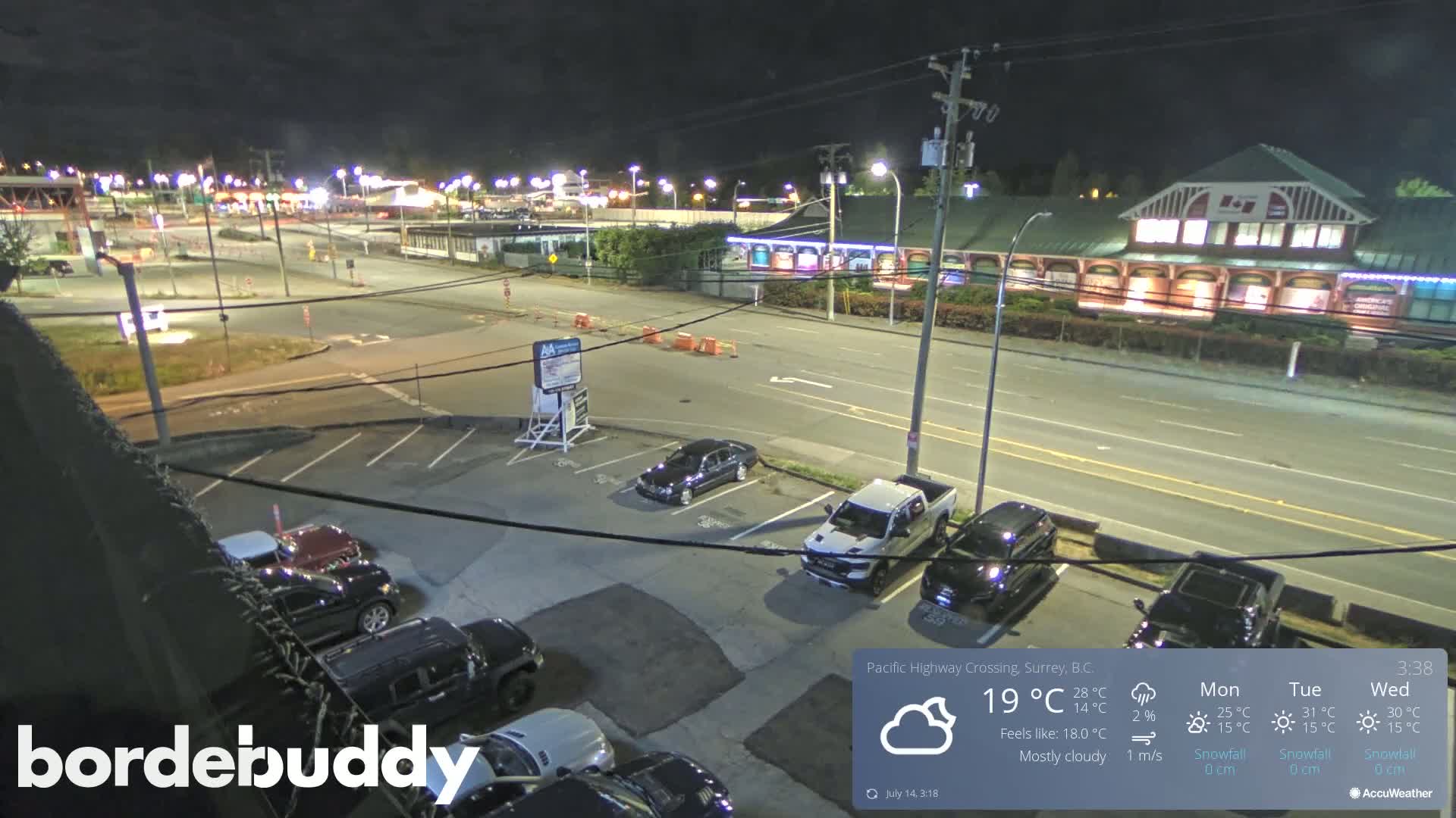 Surrey, Canada-USA  Border Canada Side Pasific Highway Crossing Check Toll Booth Live Cam - Douglas, Surrey, Metro Vancouver, British Columbia, Canada