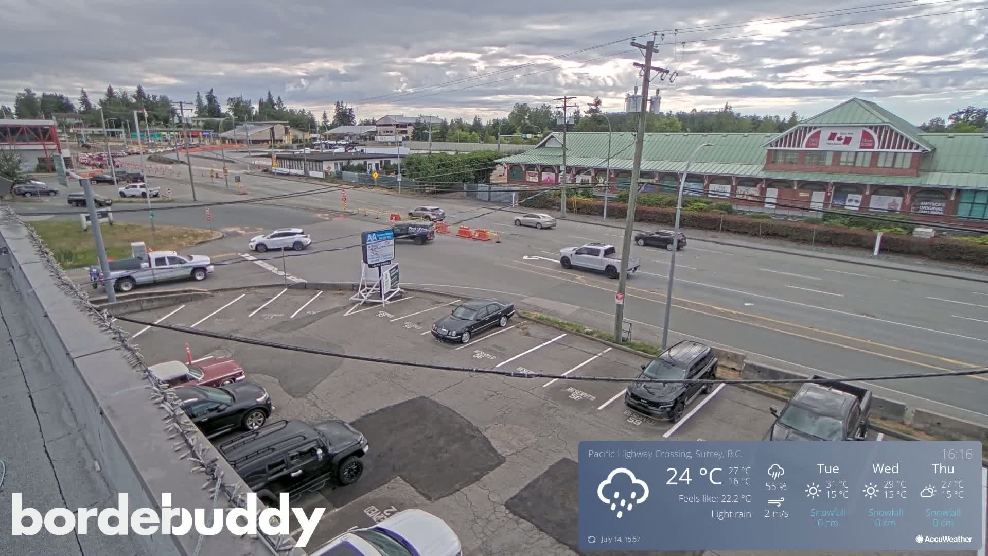 Surrey, Canada-USA  Border Canada Side Pasific Highway Crossing Check Toll Booth Live Cam - Douglas, Surrey, Metro Vancouver, British Columbia, Canada