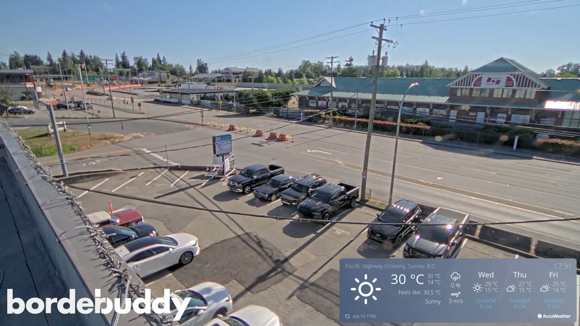 Surrey, Canada-USA  Border Canada Side Pasific Highway Crossing Check Toll Booth Live Cam - Douglas, Surrey, Metro Vancouver, British Columbia, Canada