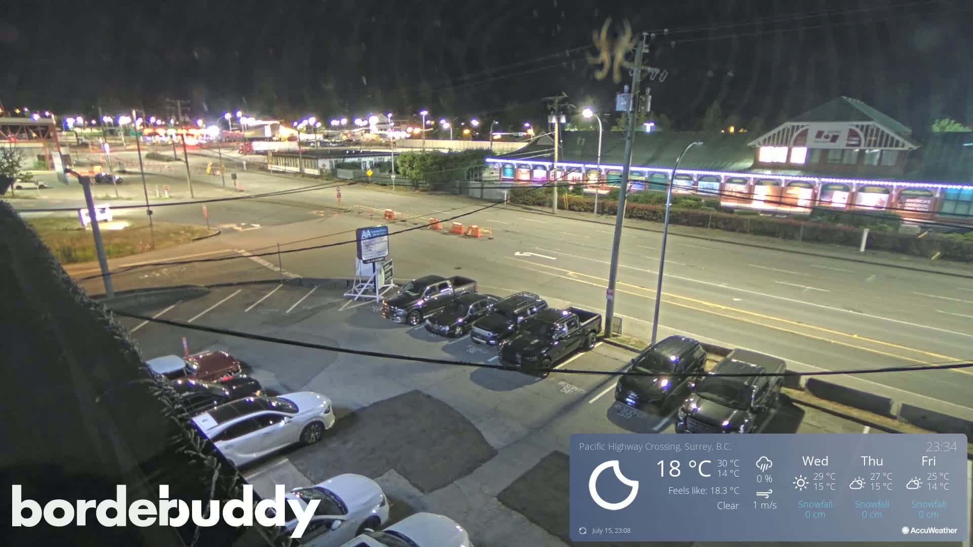 Surrey, Canada-USA  Border Canada Side Pasific Highway Crossing Check Toll Booth Live Cam - Douglas, Surrey, Metro Vancouver, British Columbia, Canada