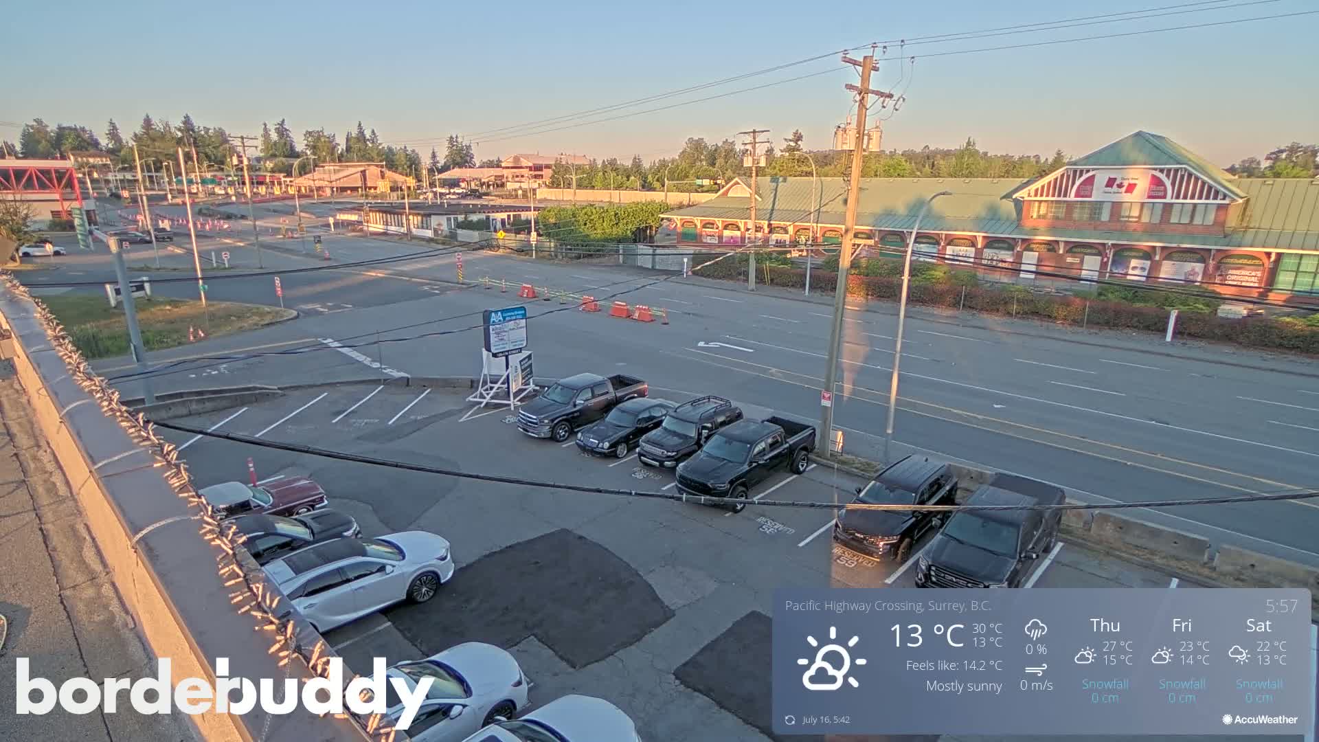 Surrey, Canada-USA  Border Canada Side Pasific Highway Crossing Check Toll Booth Live Cam - Douglas, Surrey, Metro Vancouver, British Columbia, Canada