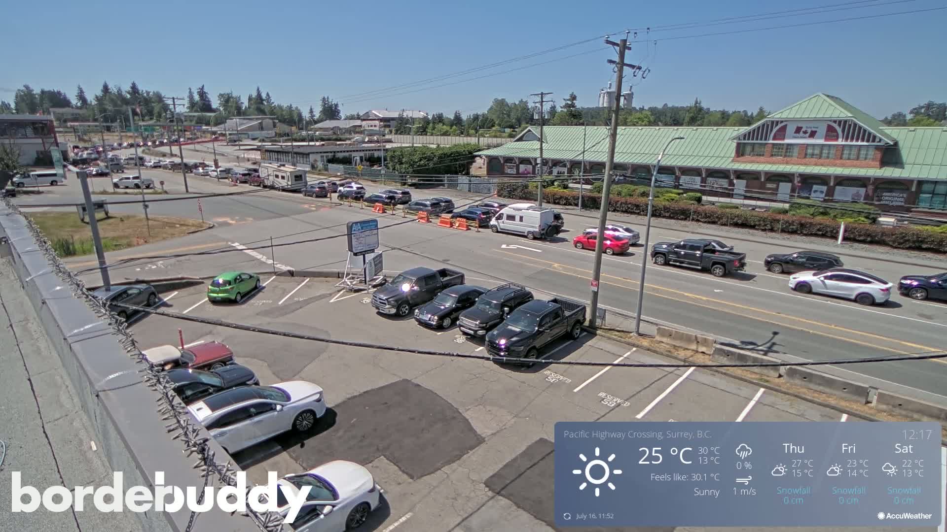 Surrey, Canada-USA  Border Canada Side Pasific Highway Crossing Check Toll Booth Live Cam - Douglas, Surrey, Metro Vancouver, British Columbia, Canada