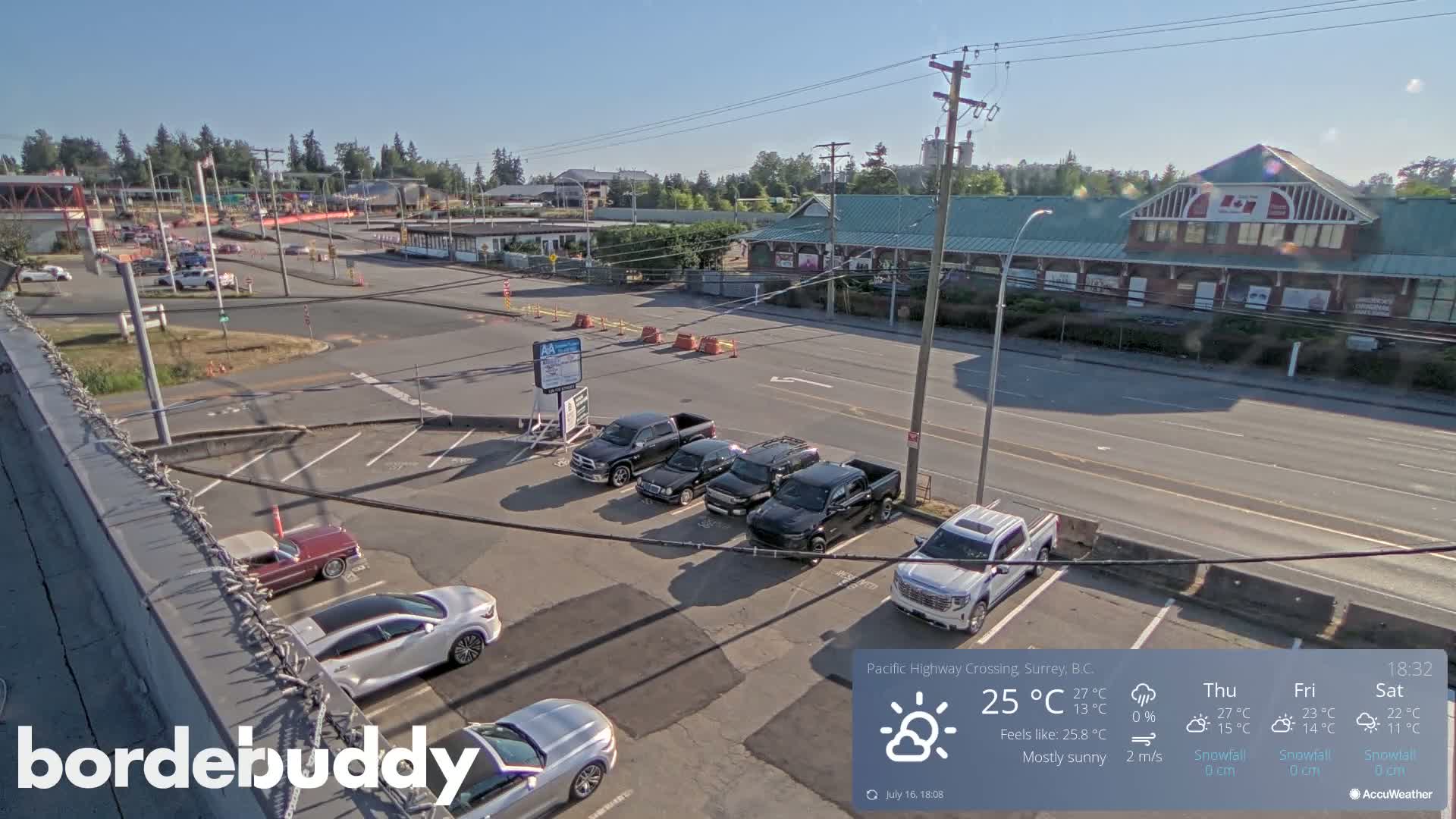 Surrey, Canada-USA  Border Canada Side Pasific Highway Crossing Check Toll Booth Live Cam - Douglas, Surrey, Metro Vancouver, British Columbia, Canada