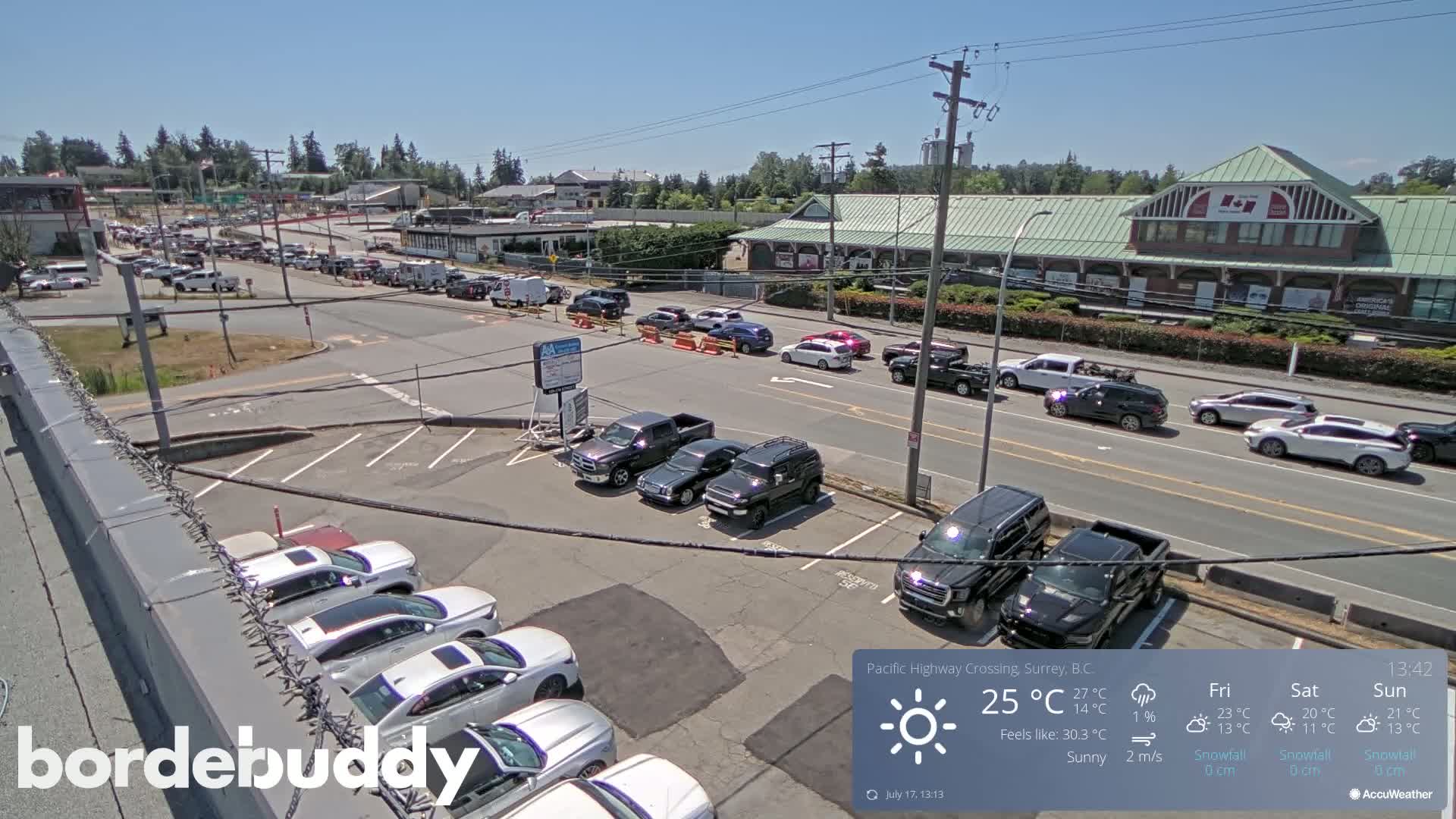 Surrey, Canada-USA  Border Canada Side Pasific Highway Crossing Check Toll Booth Live Cam - Douglas, Surrey, Metro Vancouver, British Columbia, Canada