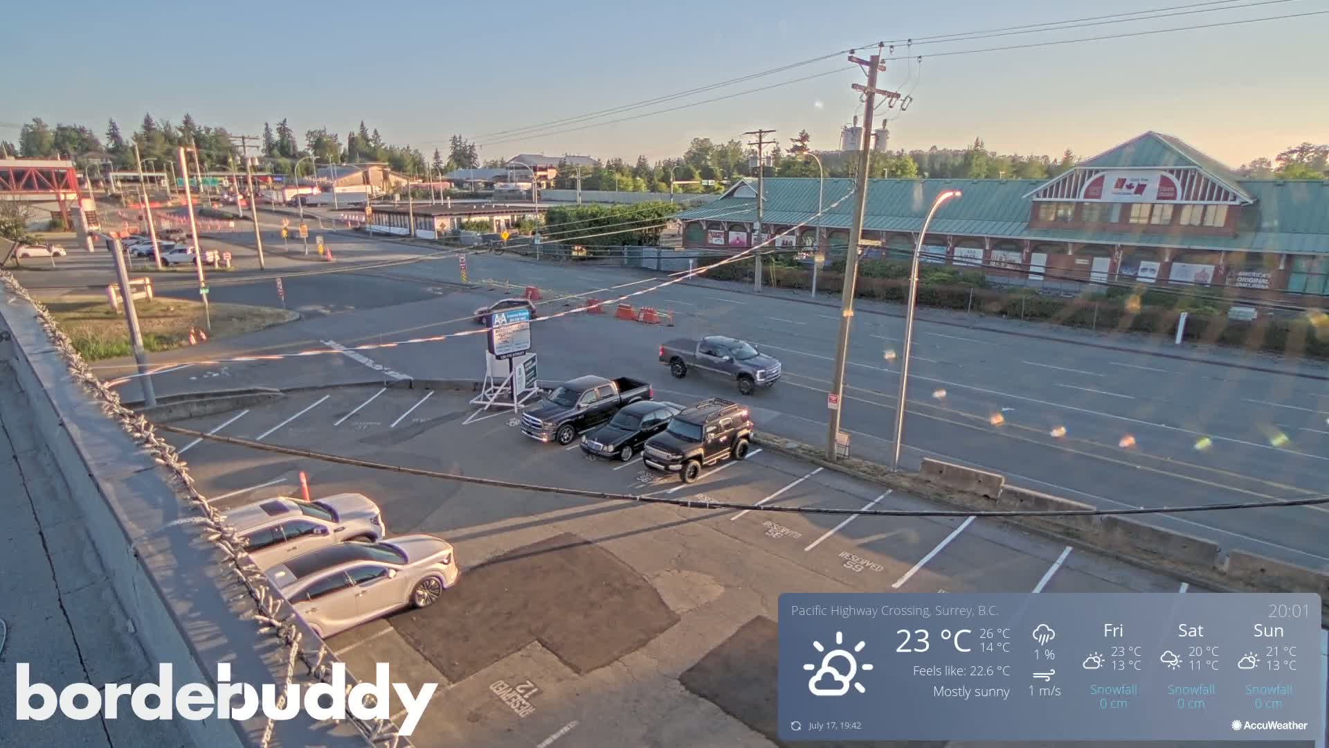 Surrey, Canada-USA  Border Canada Side Pasific Highway Crossing Check Toll Booth Live Cam - Douglas, Surrey, Metro Vancouver, British Columbia, Canada